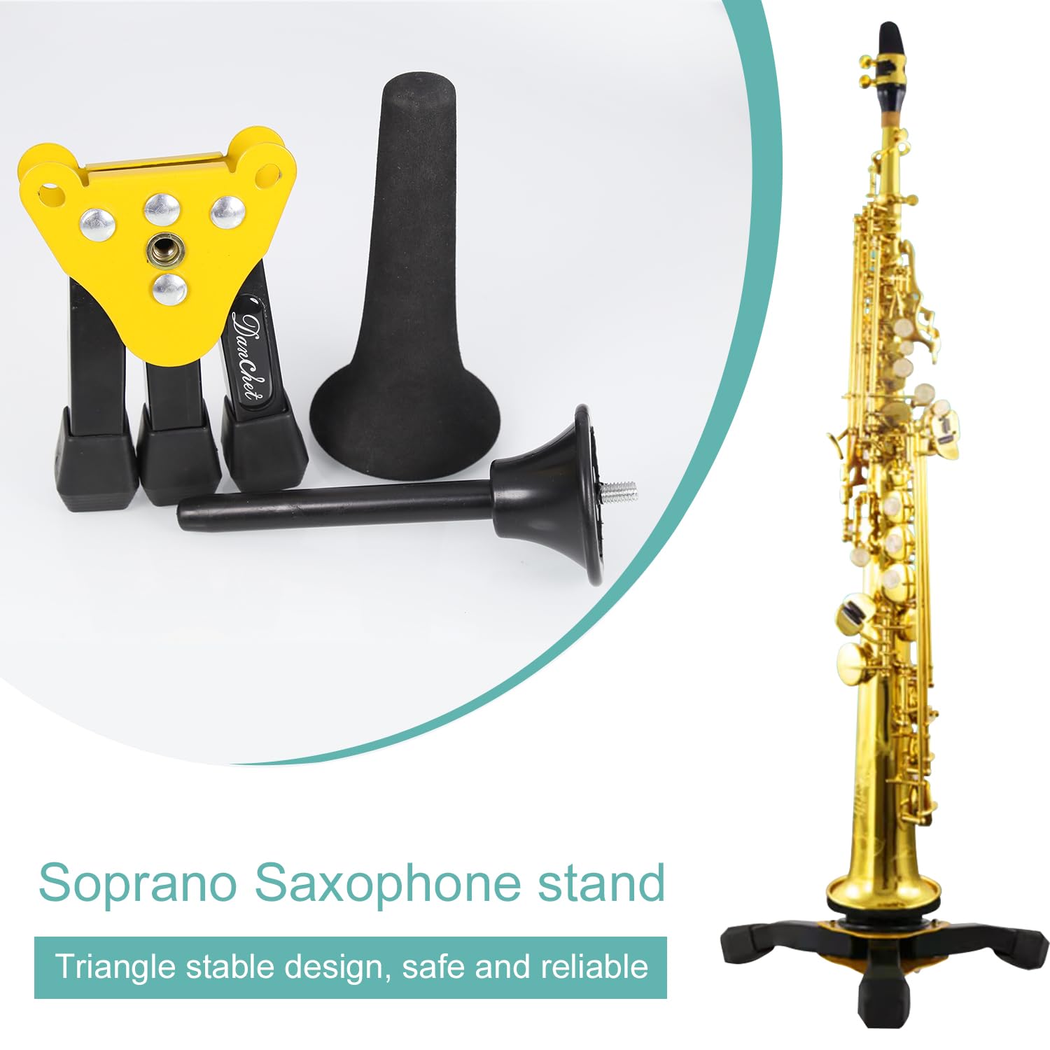 Danchet Foldable Portable Soprano Saxophone Stand, Sax Tripod Holder, Portable Soprano Saxophone Stand…