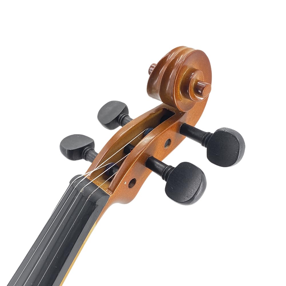 Vetimobato Handmade 4/4 Full Size Violin Set – Solid Flame Maple Back & Sides Spruce Top Ebony Fittings Complete Kit with Case Bow Shoulder Rest Strings for Beginners (Matte Open Box, 4/4)