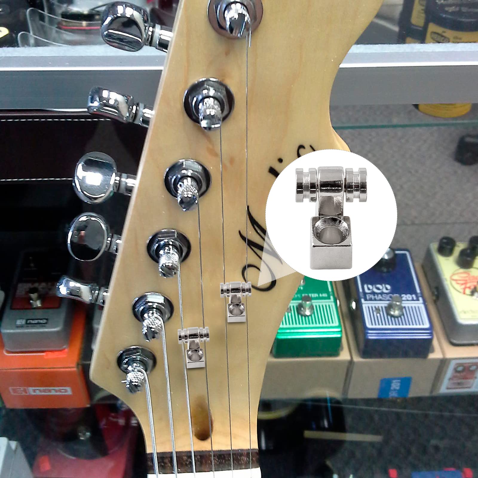 Jersvimc 2 Pcs Guitar Roller String Tree, for Tele Start(Chrome)