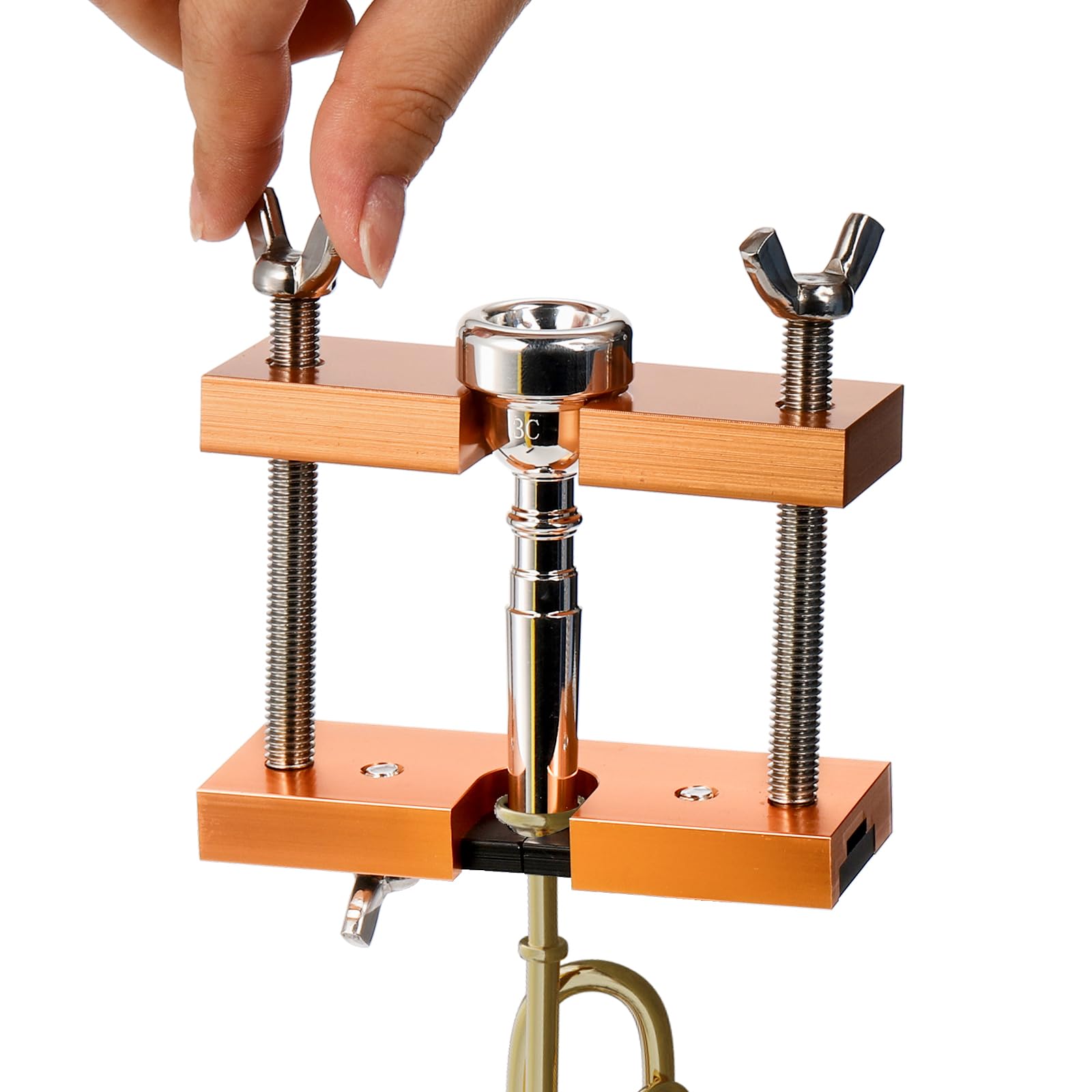 Noamus Trumpet Mouthpiece Puller Tool, Adjustable Rose Gold Mouthpiece Remover, Professional Aluminium Trombone Horn Repair Tools for Brass Wind Instruments Trombone Horn Care