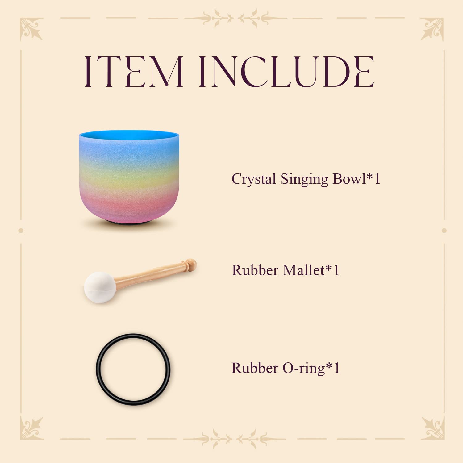 CVNC 8 Inch Rainbow Color Frosted Quartz Crystal Singing Bowl 440HZ G Note