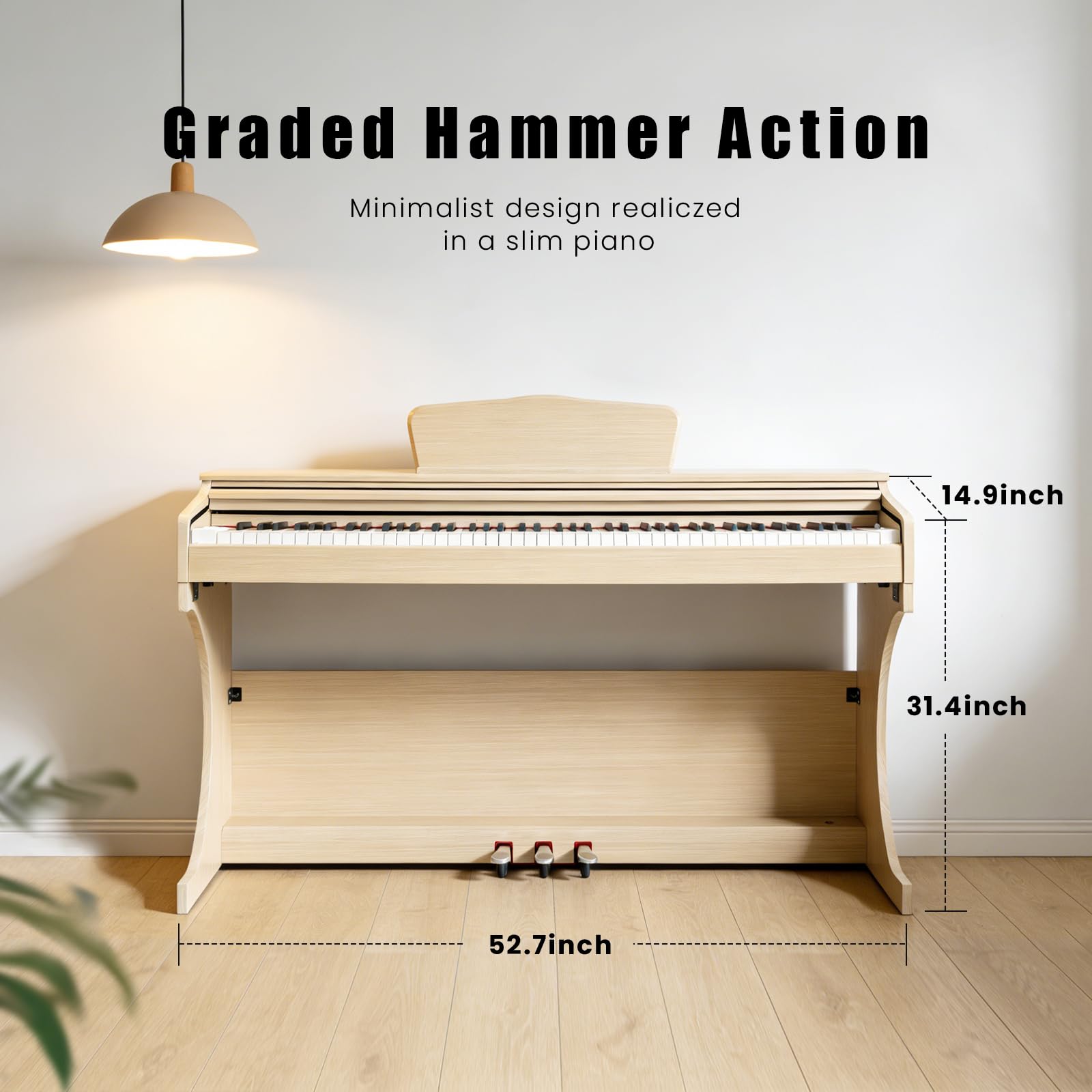 Anndles Keyboard Piano,Digital Piano Weighted For Beginner,Electric Piano 88 Keys,USB MIDI and Headphone Jack,Three Pedal