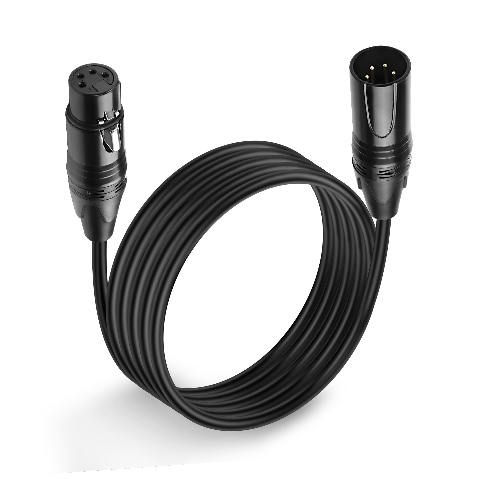 MEIRIYFA XLR 4 Pin Male to Female Power Supply Cable – Balanced Extension Patch for DSLR Camera Monitor – Black, 1.8M