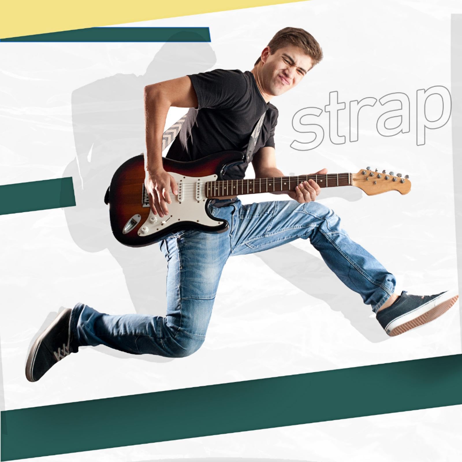 Fiada 4 Pcs Guitar Straps Electric Bass Acoustic Cotton Guitar Straps Adjustable for Musical Instrument Gift(Earth Color,Geometric Style)