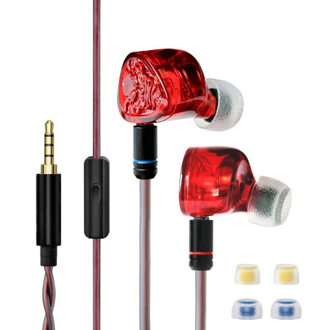 TANGZU Wan’er S.G II Red Lion Wired IEM Earphones, HiFi Gaming In-Ear Monitor with Detachable Cable, Includes Tang Sancai Wide Bore & Sonic Eartips, Silicone Headphone Organizer (Red 3.5mm with Mic)
