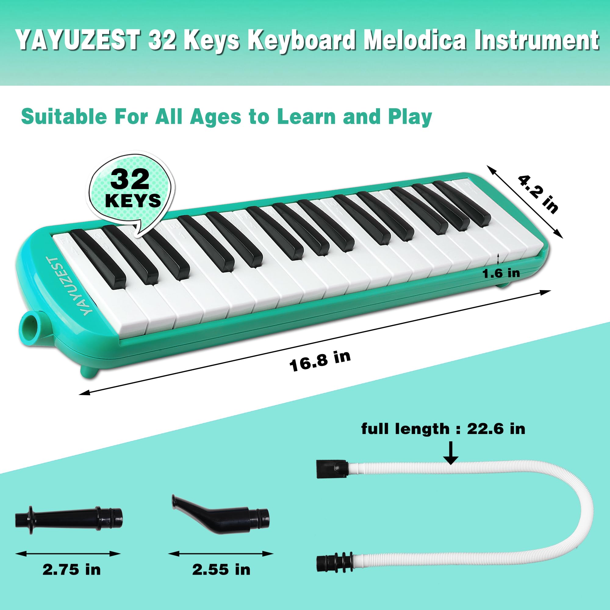 YAYUZEST 32 Keys Melodica Instrument Soprano Air Piano Keyboard Pianica