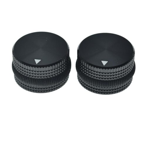 KAISH 2-Pack 63/64″(25mm) Diam. Aluminium Potentiometer Knobs 1/4″ Universal Metal Pot Knobs for Guitar/Bass/AMPS Amplifier/Power Amplifier/Preamps/Audio Equipments Black with Black Rubber o-ring