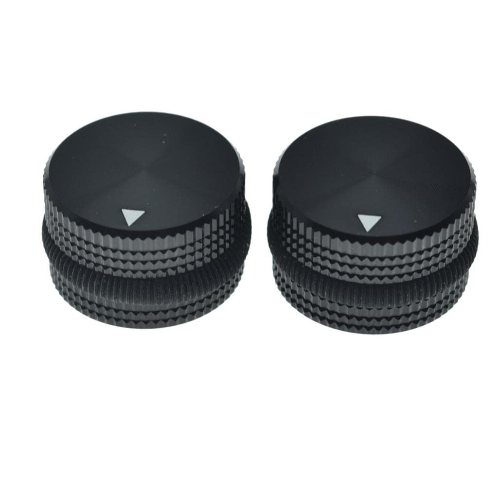 KAISH 2-Pack 63/64″(25mm) Diam. Aluminium Potentiometer Knobs 1/4″ Universal Metal Pot Knobs for Guitar/Bass/AMPS Amplifier/Power Amplifier/Preamps/Audio Equipments Black with Black Rubber o-ring