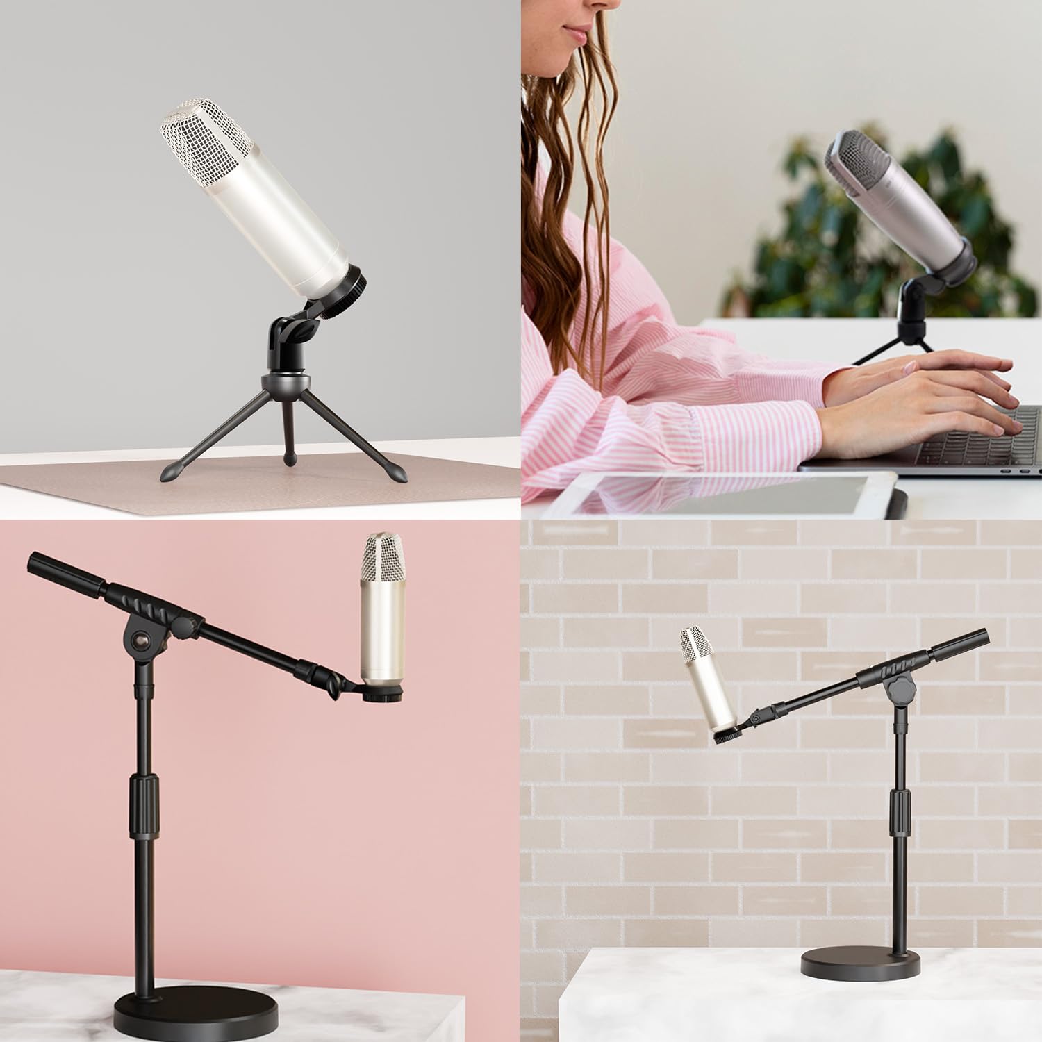 LUORNG Condenser Microphone Holder Standard Interface Thread Compatible with Stand Devices With 3/8 Conversion Nut Short Video Mic Clip Ferrule For 0.9-inch Portable Shockproof Microphone Stands