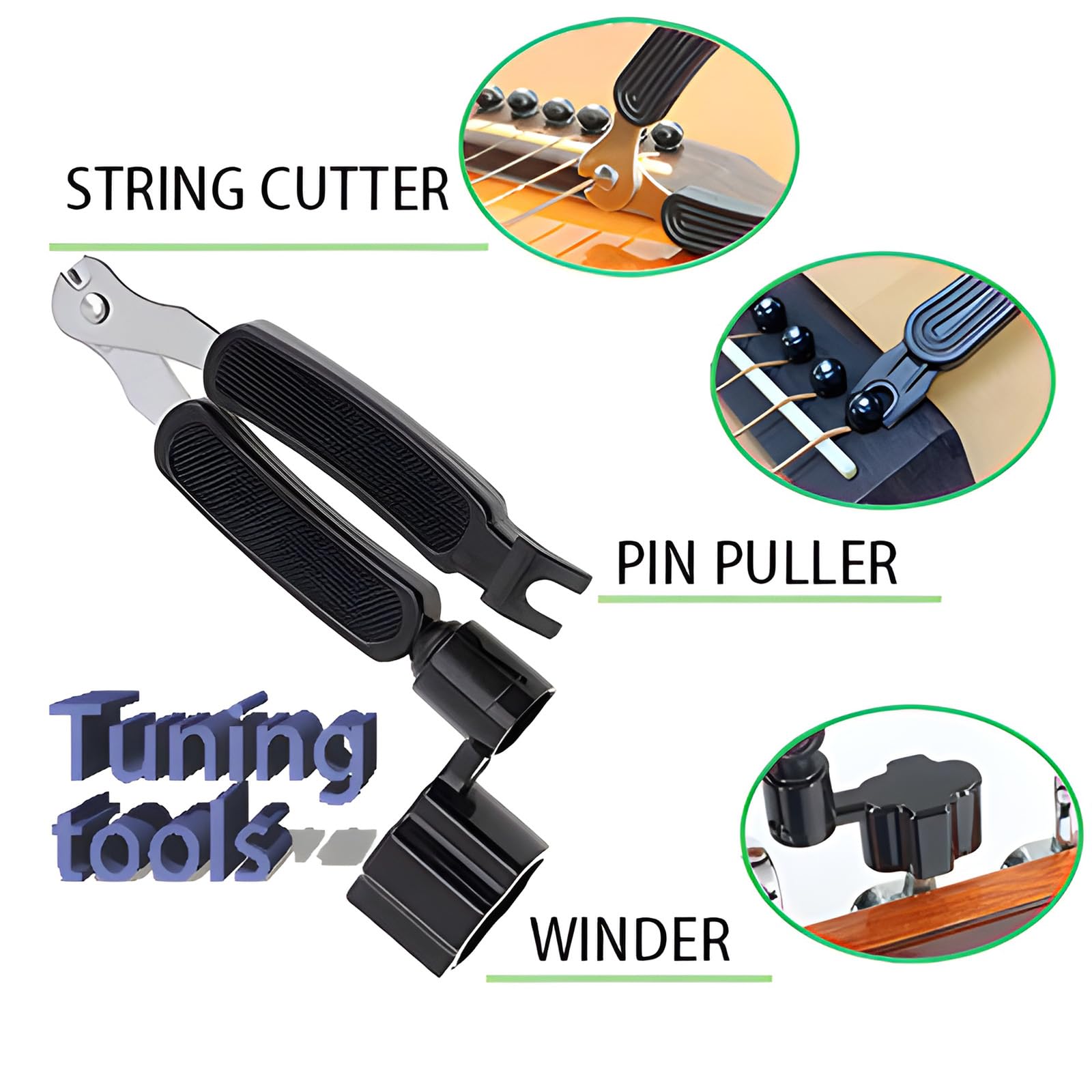 PUWANY 60 PCS All-in-One Acoustic Guitar Maintenance & Starter Kit | Includes Strings, Thumb Picks, 3-in-1 Restring Tool, Bridge Pins, Strap, Picks, Fretboard Stickers