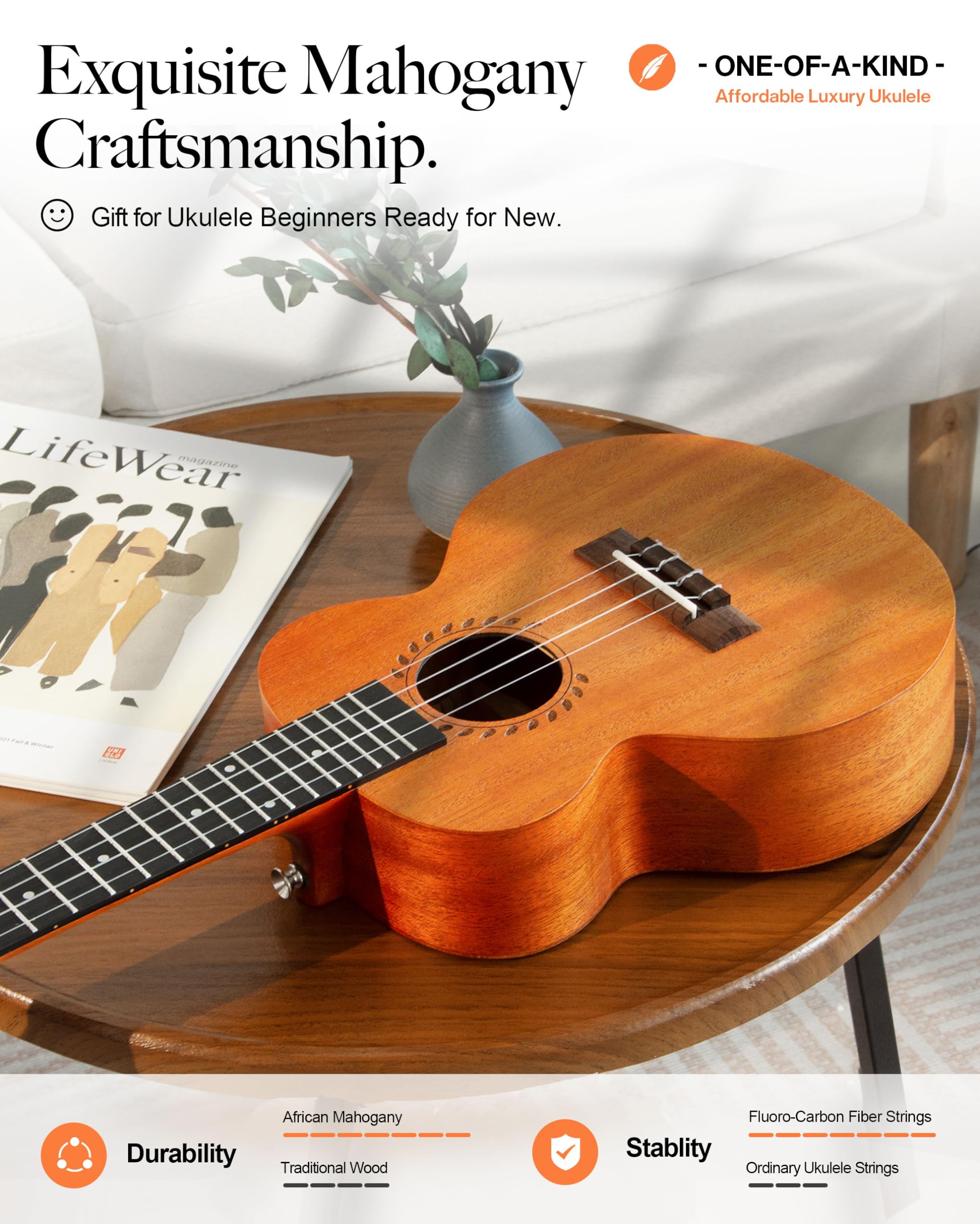 Caramel Tenor Ukulele TAM48 Mahogany Ukelele for Beginners