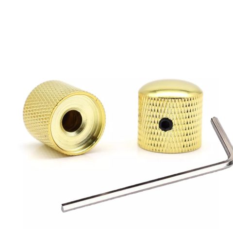 XIYANGJUAN 2Pcs Electric Bass Guitar Knobs Metal Dome Volume Tone Speed Control Knob for Fender Telecaster St Electric Bass Guitar Accessories (Gold)