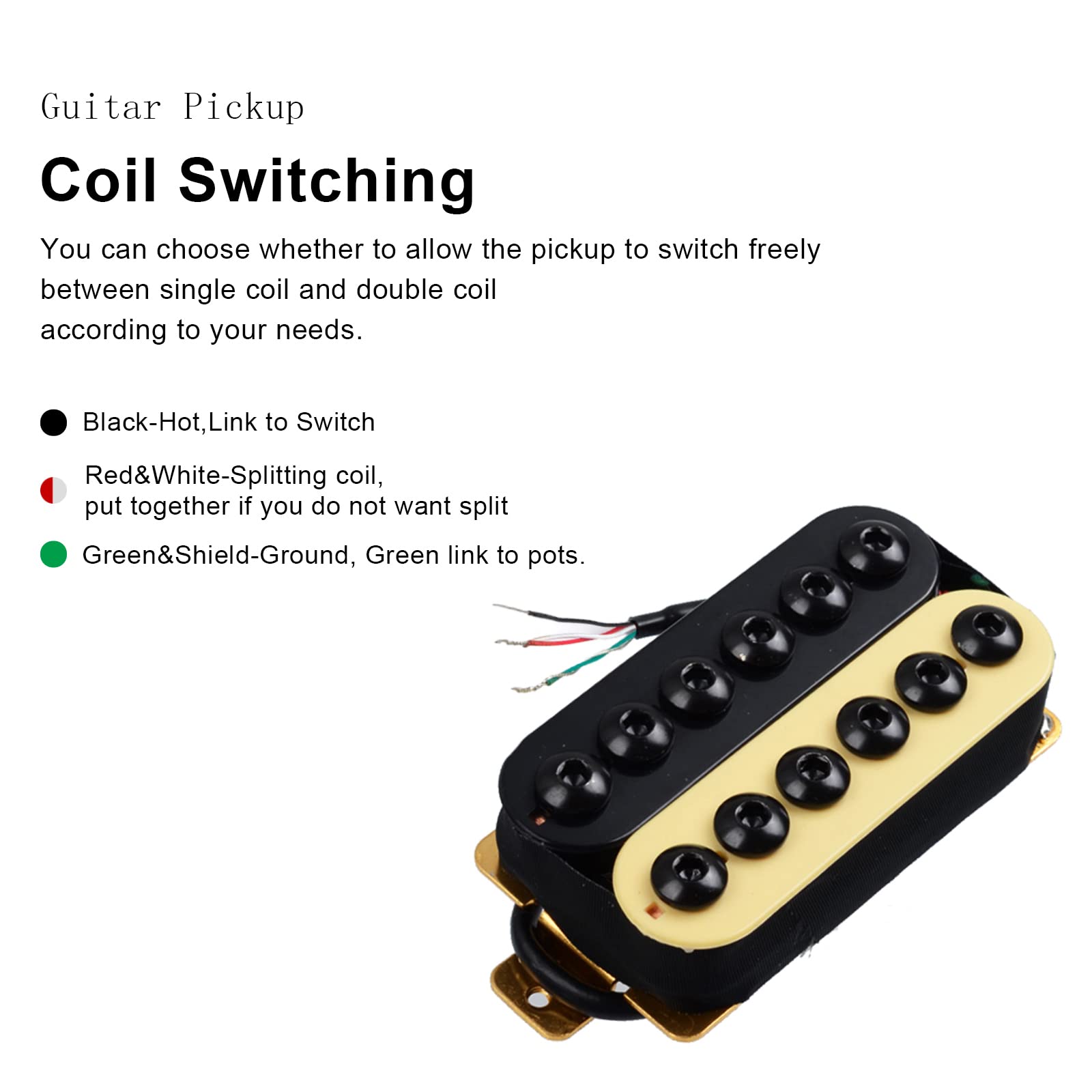 SAPHUE Adjustable Metal Double Coil Electric Guitar Pickups Humbucker Punk Neck/Bridge Pickup (Ivory&Black)