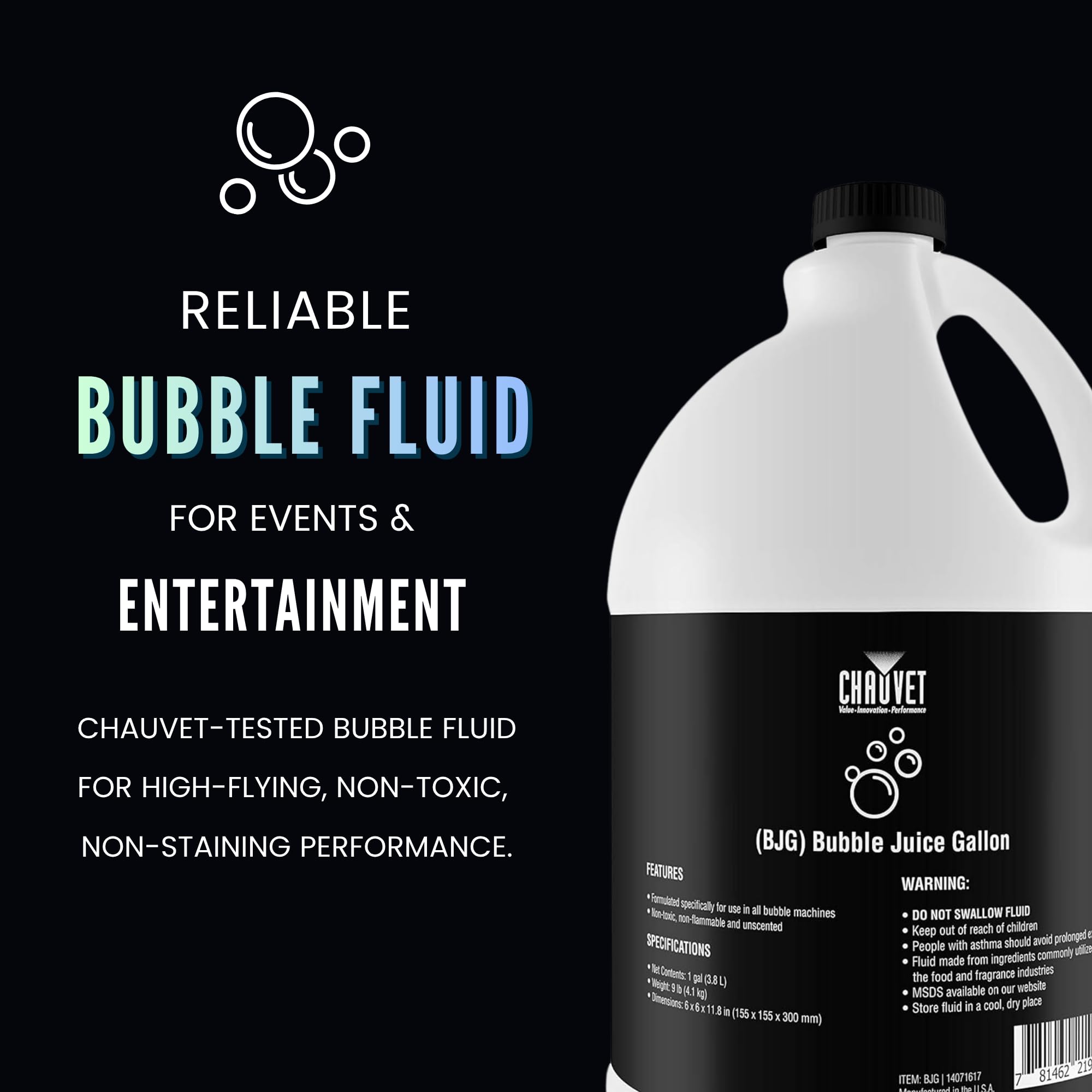 CHAUVET DJ – BJG Bubble Juice Gallon | Professional Bubble Fluid for High-Flying Bubble Output | Non-Toxic and Non-Staining Formula | Designed for Use with CHAUVET DJ Machines
