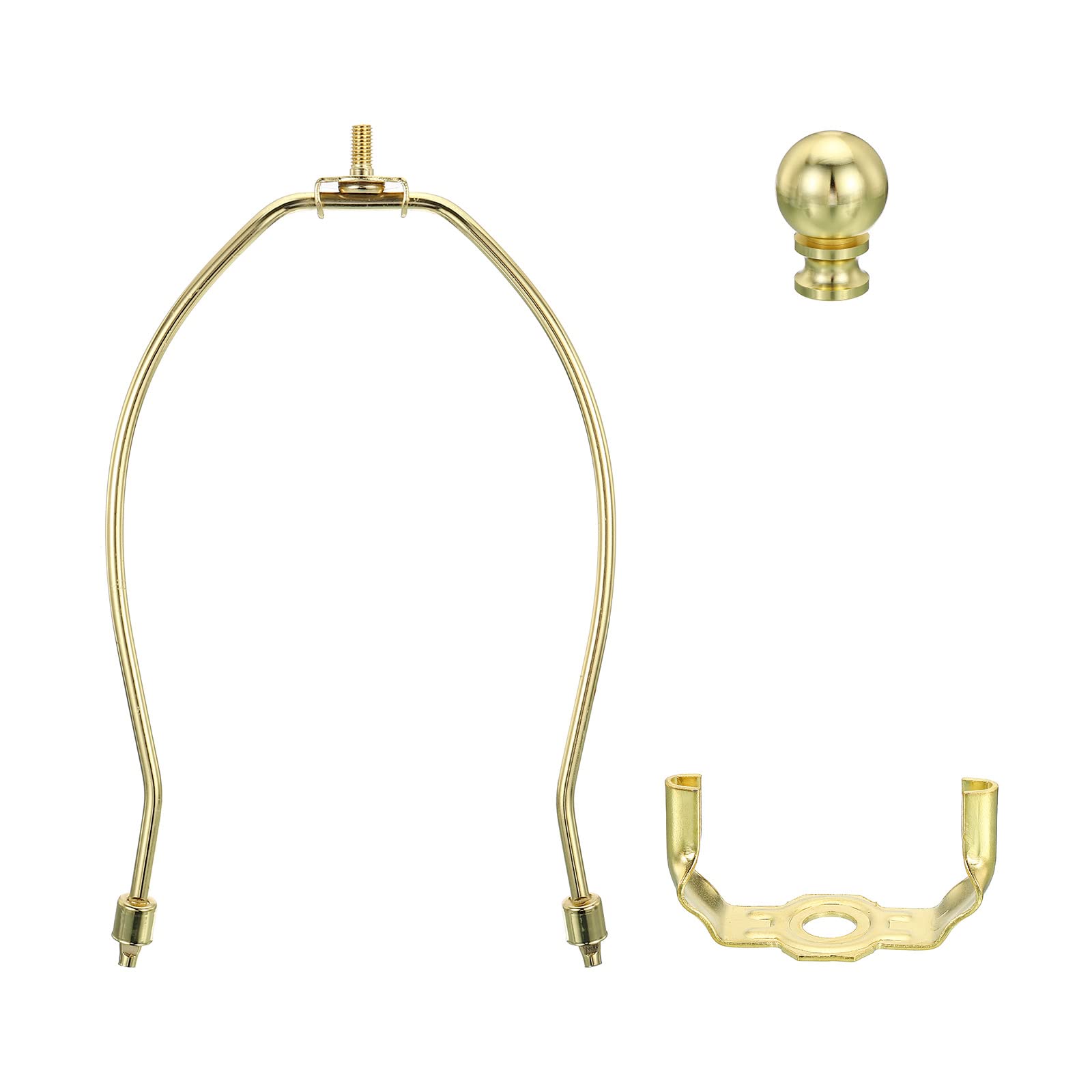 PATIKIL 8.5 Inch Lamp Harp Kit with Finial, 1 Set Detachable Shade Bracket Holder, DIY Lighting Accessories for Table Floor Lamps, Gold Tone