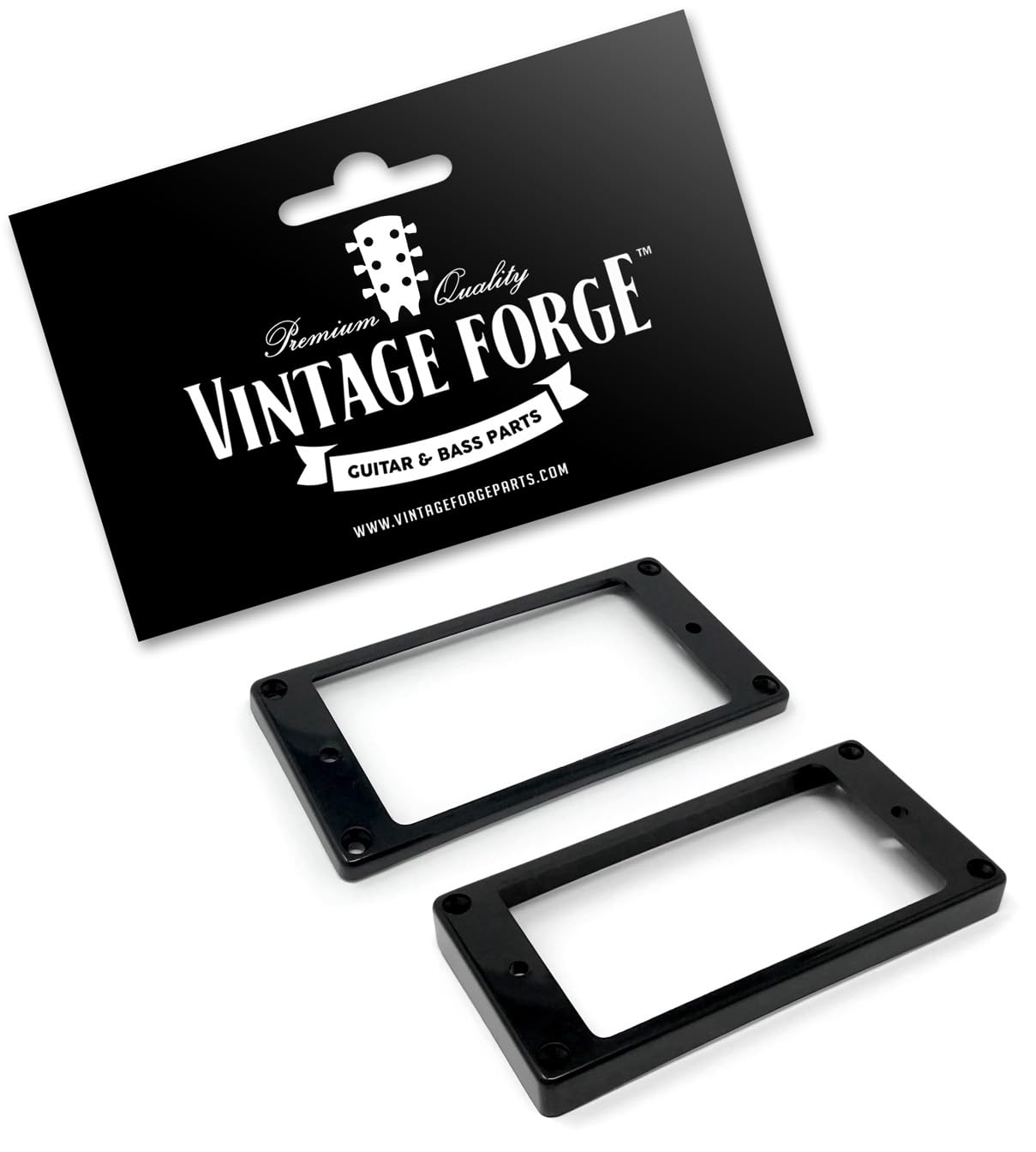 Vintage Forge Gold Plastic Curved Bottom Humbucker Pickup Mounting Ring Set (Bridge & Neck) compatible with Epiphone Guitars HR1800C-GLD
