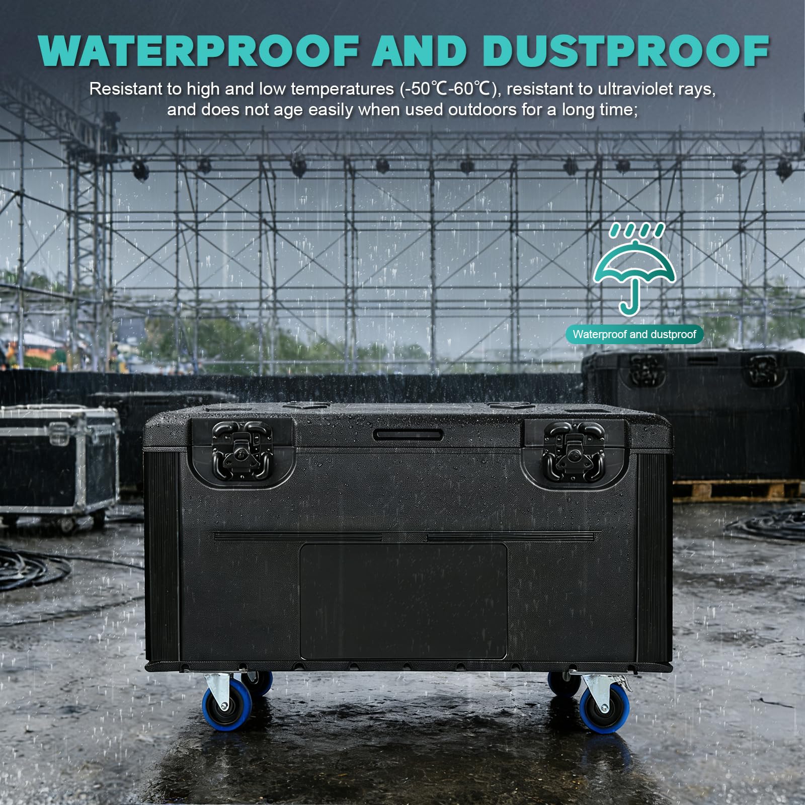 4 PACK Rolling Road Case with Heavy Duty Silent Wheels