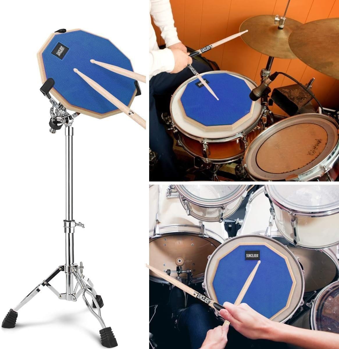 SUNCELRENT Silent Drum Pad, 12 Inch Blue