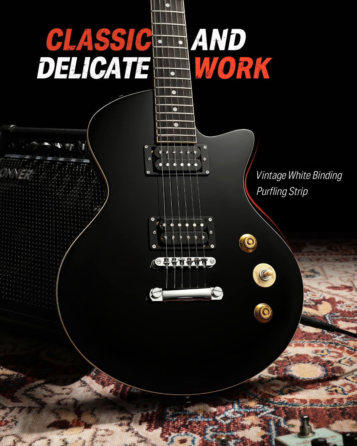 Donner 39″ Electric Guitar, DLP-style with Dual Humbucker Pickups