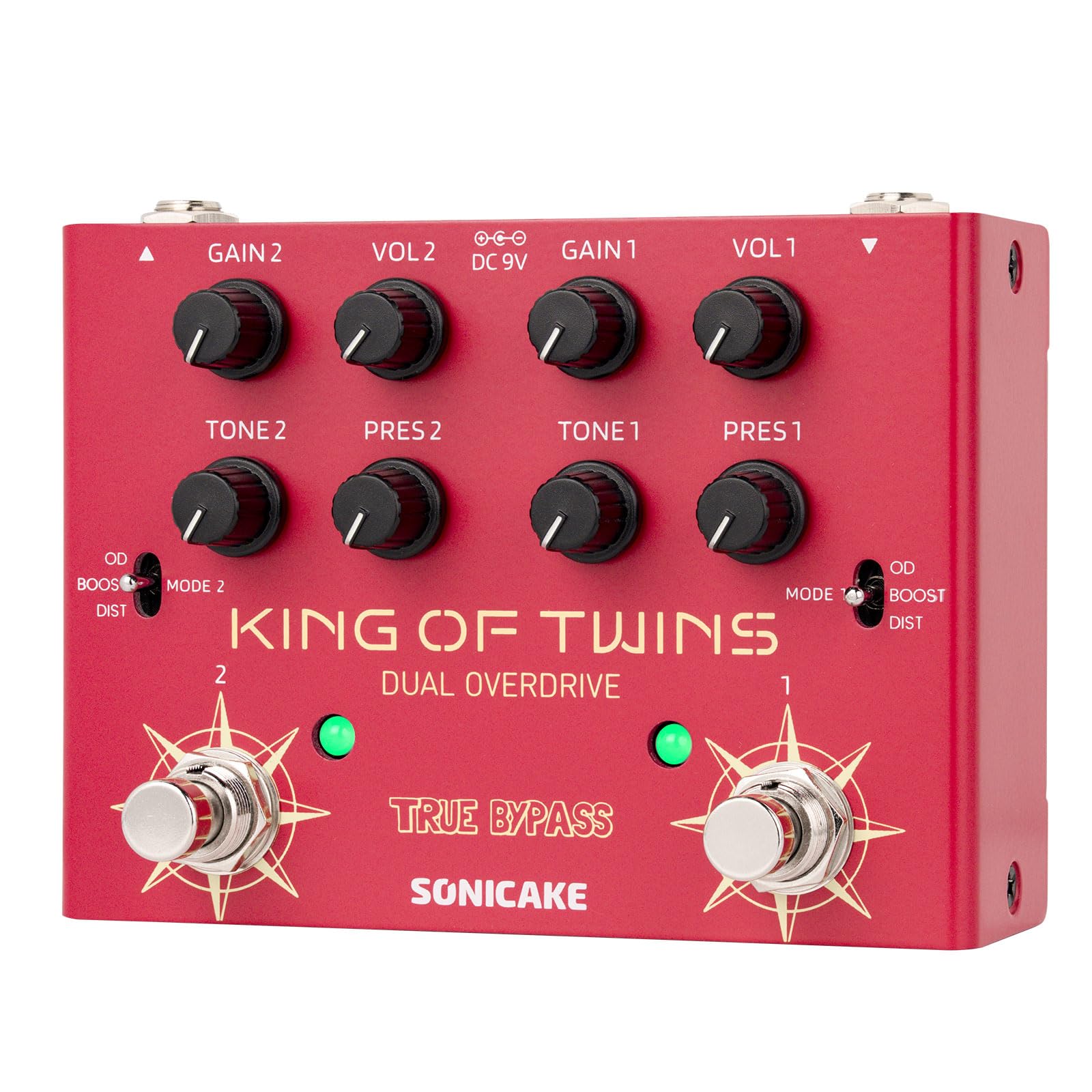SONICAKE Overdrive Guitar Pedal, Dual Channel 3 Mode – King of Twins QDS-08