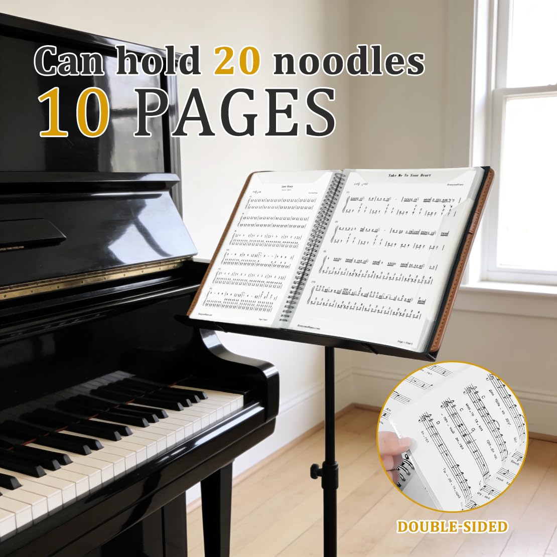 6Pack Sheet Music Folder,10 Double Sided Pocket Music Binder for Musicians