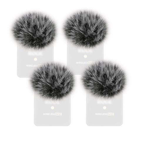 PhantAccy 4PCS Windscreen/Pop Filter for Rode Wireless Go II (2nd Gen) Microphones – Furry Mic Cover for Wind & Ambient Noise Reduction (Rode Wireless Go II, Black-White)