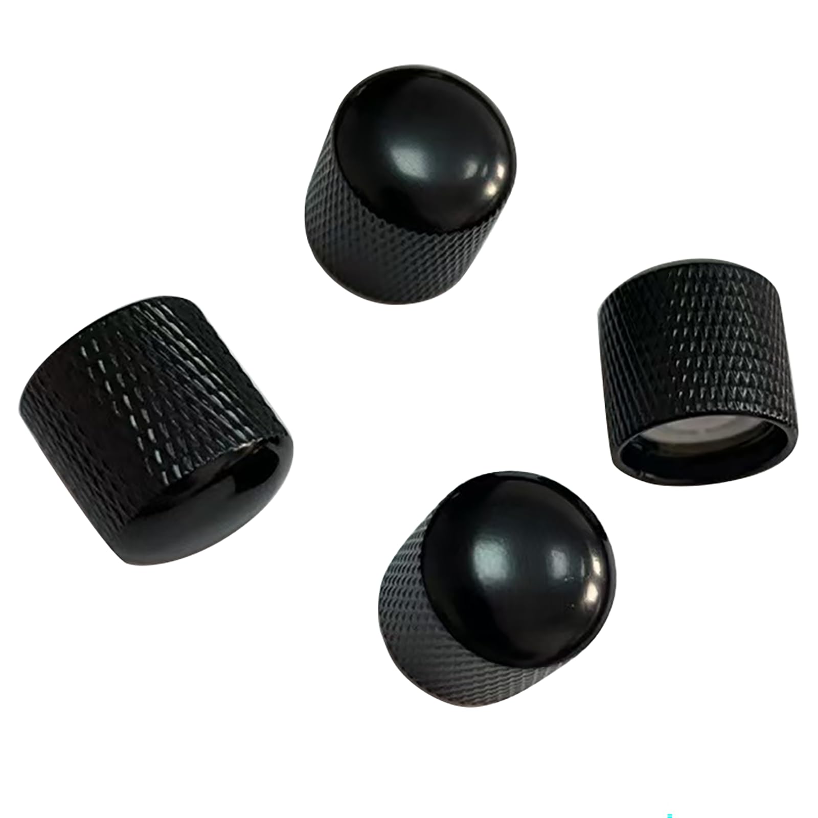 OVSAL 4Pcs Steel Bass Guitar Knobs 15/64″(6.1mm) Hole Dome Metal Guitar Volume Knobs Fit for Strat Fender Telecaster Jazz St Les Paul Replacement Parts (Electroplating Black)