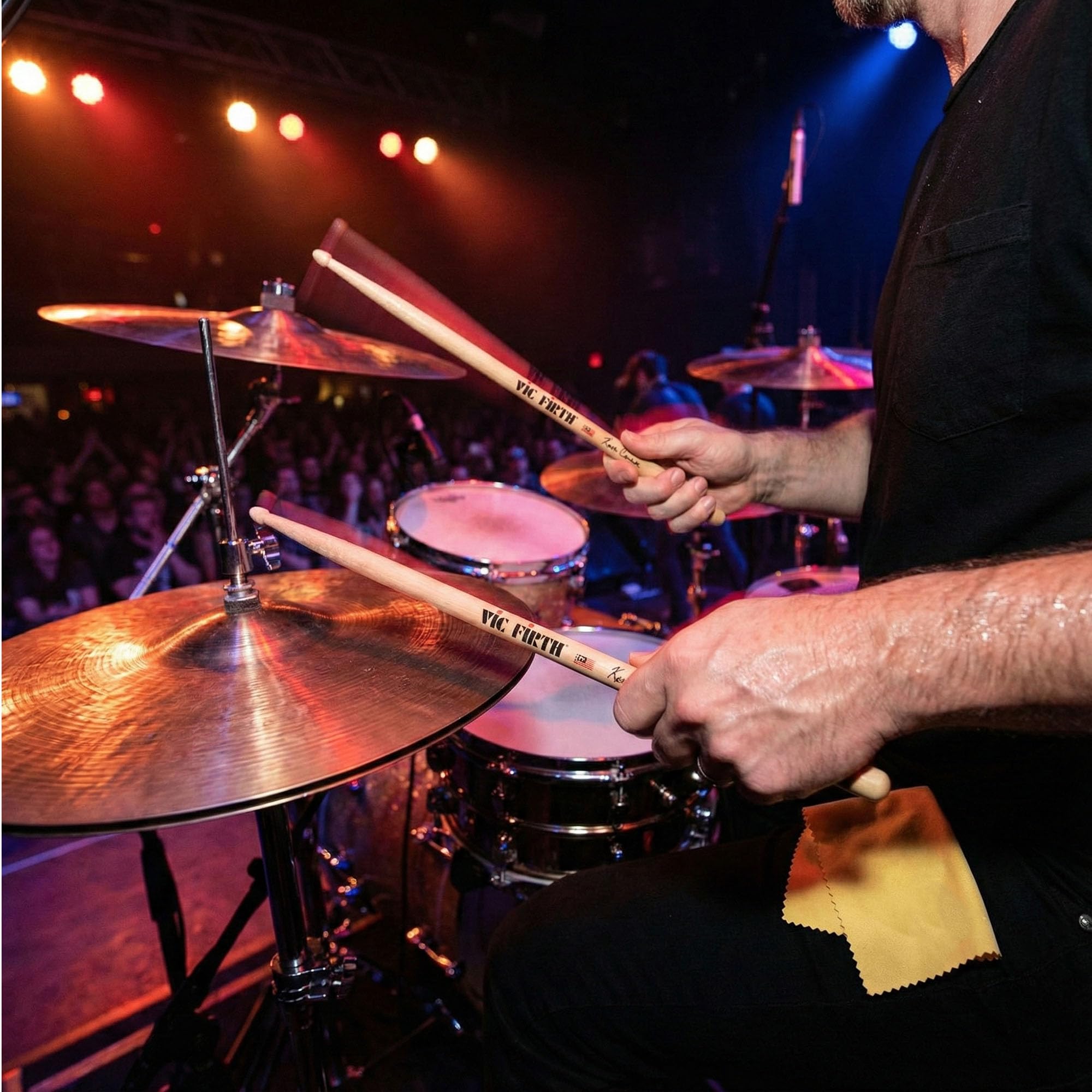Vic Firth Signature Series Keith Carlock Drumsticks – 6‑Pack Bundle with Austin Bazaar Polishing Cloth