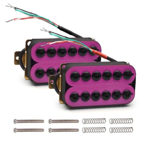SAPHUE Adjustable Metal Double Coil Electric Guitar Pickups Humbucker Punk Neck/Bridge Pickup (Purple)