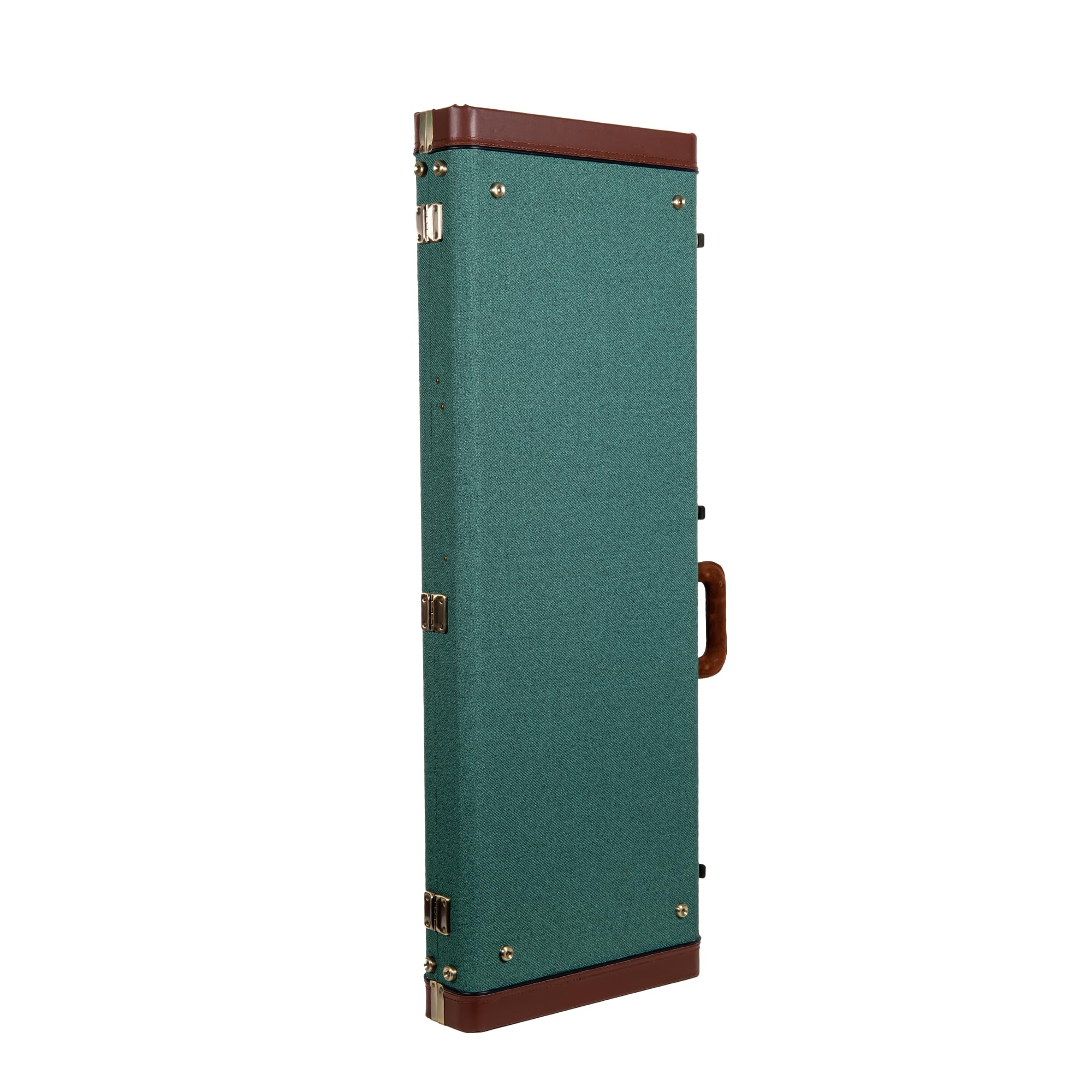 Crossrock Master Series Electric Guitar Case for Fender Stratocaster & Telecaster | Malachite Blue Tweed Exterior, Re-Engineered Wooden Shell, Leather Handle(CRW720EMB)