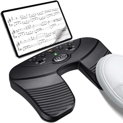 LEKATO Wireless Bluetooth Page Turner Pedal Music Page Turner Pedal for Ipad,Tablets Android IOS Phones Rechargeable Foot Pedal Silent Page Turner Ipad for Hands-Free