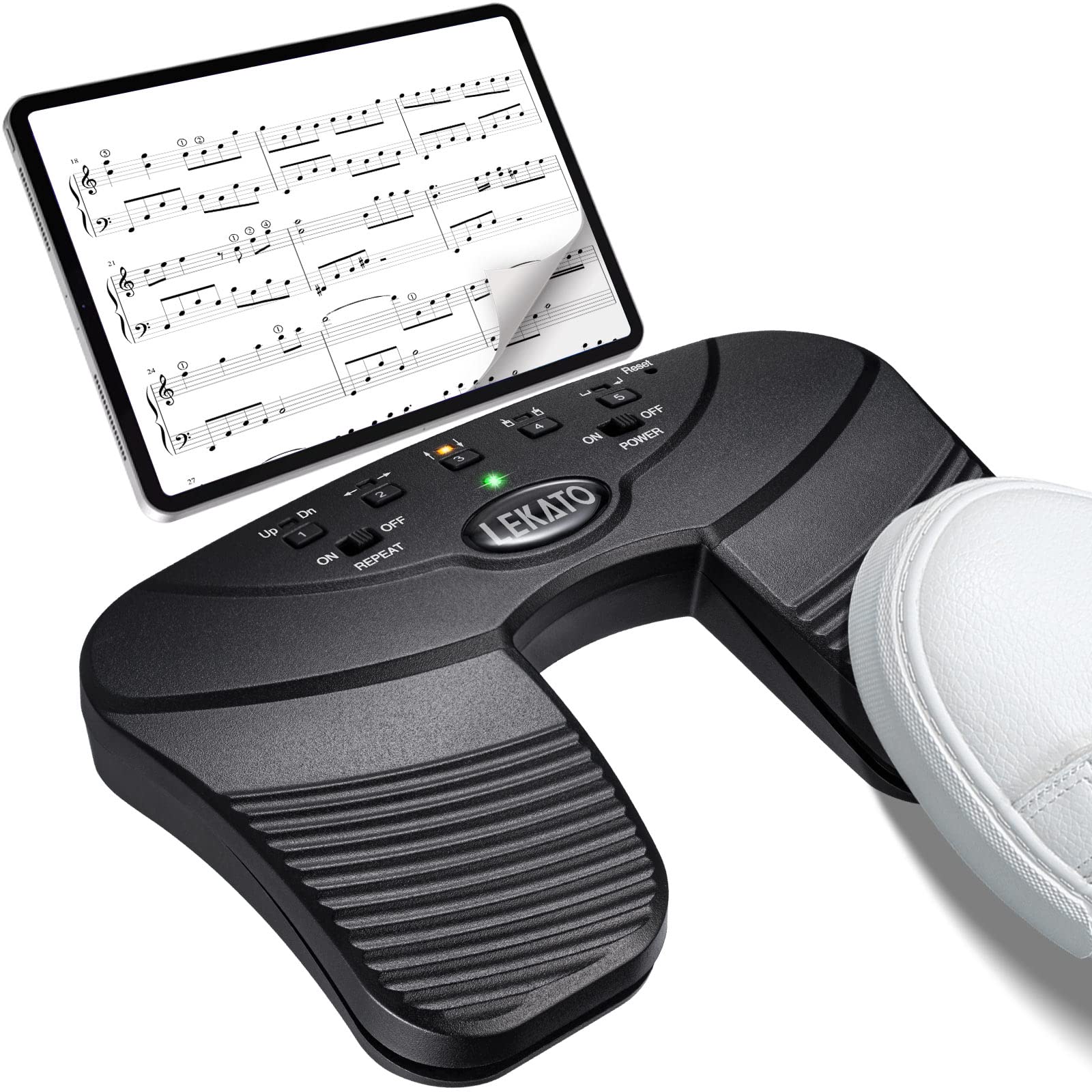 LEKATO Wireless Bluetooth Page Turner Pedal Music Page Turner Pedal for Ipad,Tablets Android IOS Phones Rechargeable Foot Pedal Silent Page Turner Ipad for Hands-Free