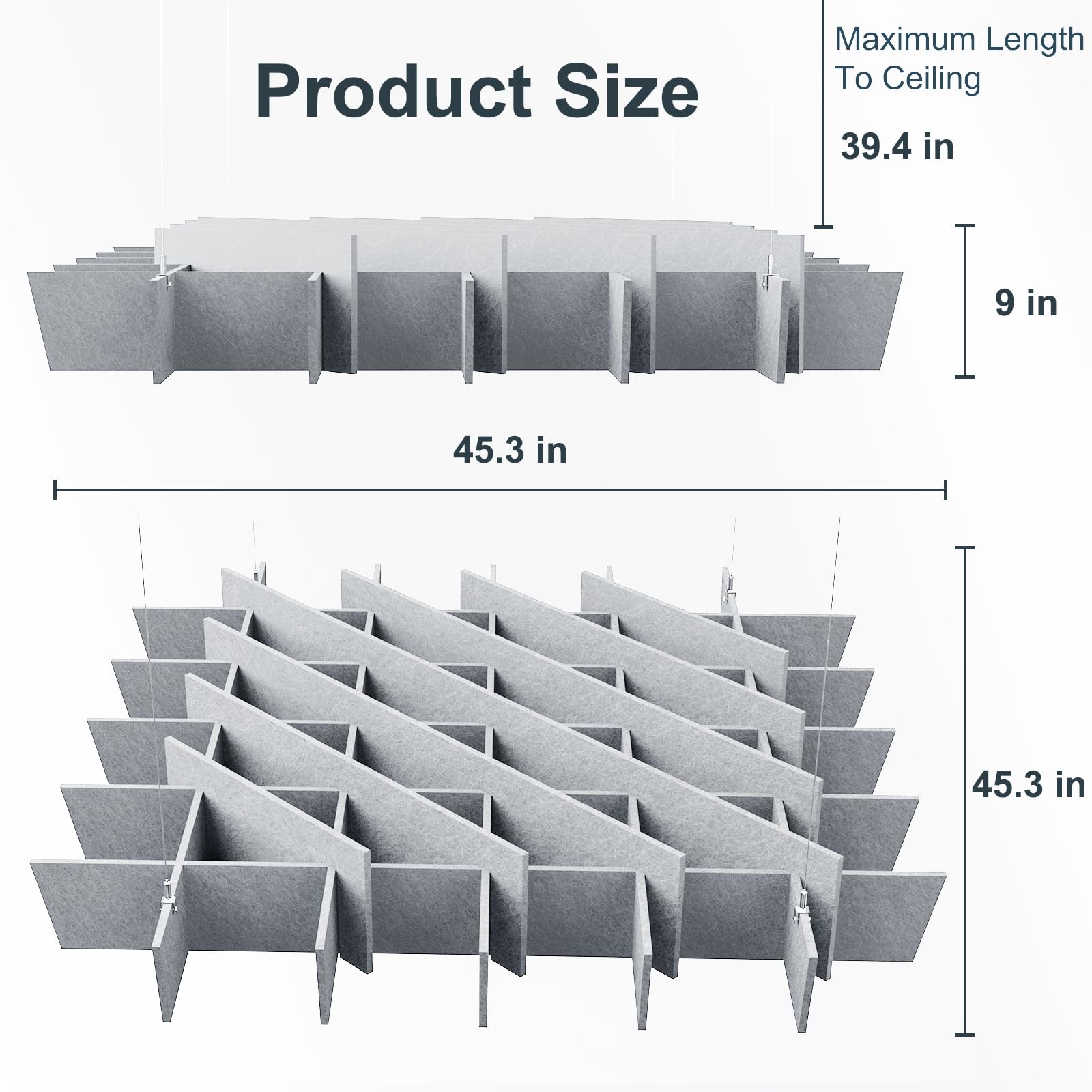 Acoustic Ceiling Panels Sound Absorbing Panels, Lattice Gray
