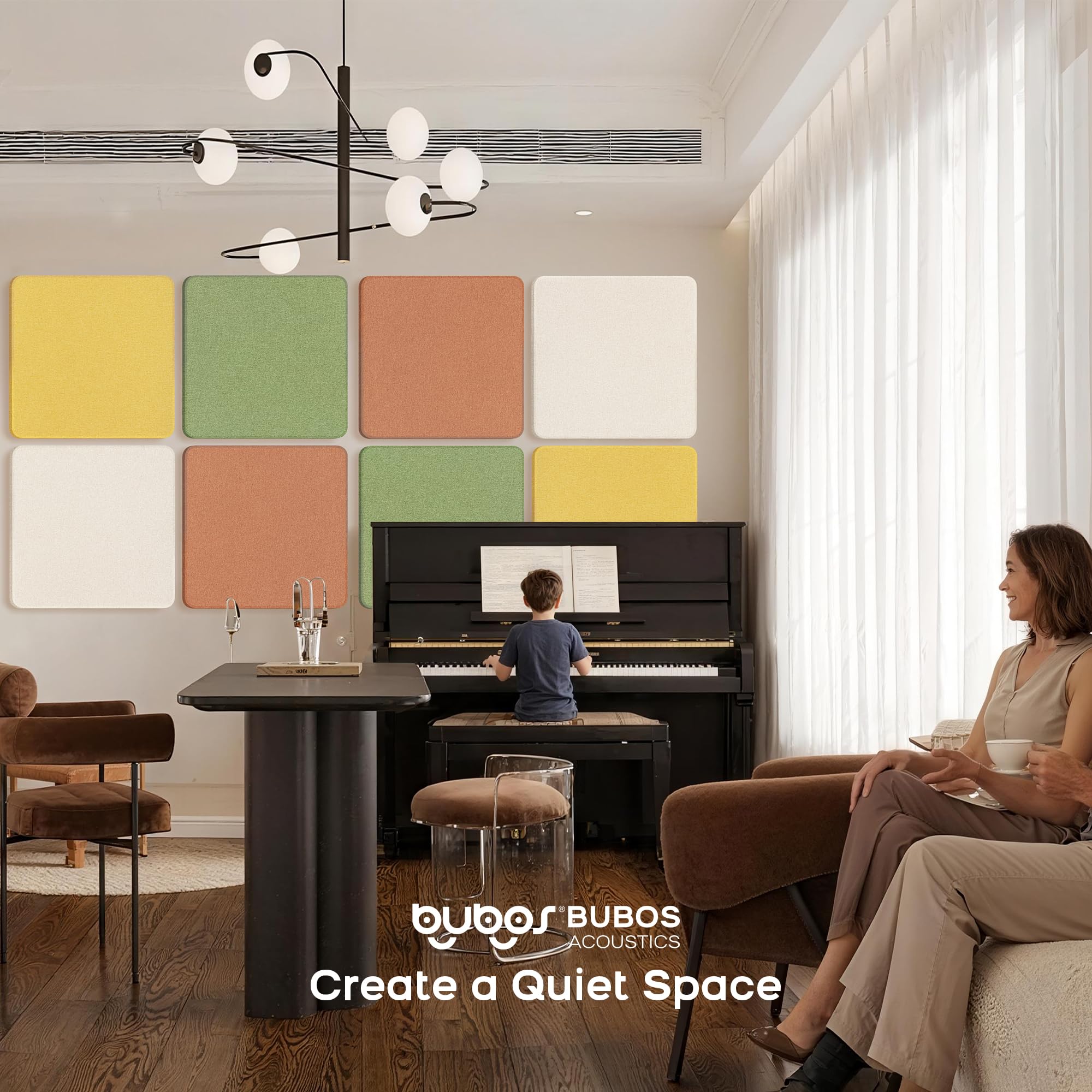 BUBOS 4-Pack Fabric Acoustic Panels 23.6″x23.6″x1″, Decor Soundproof Panel