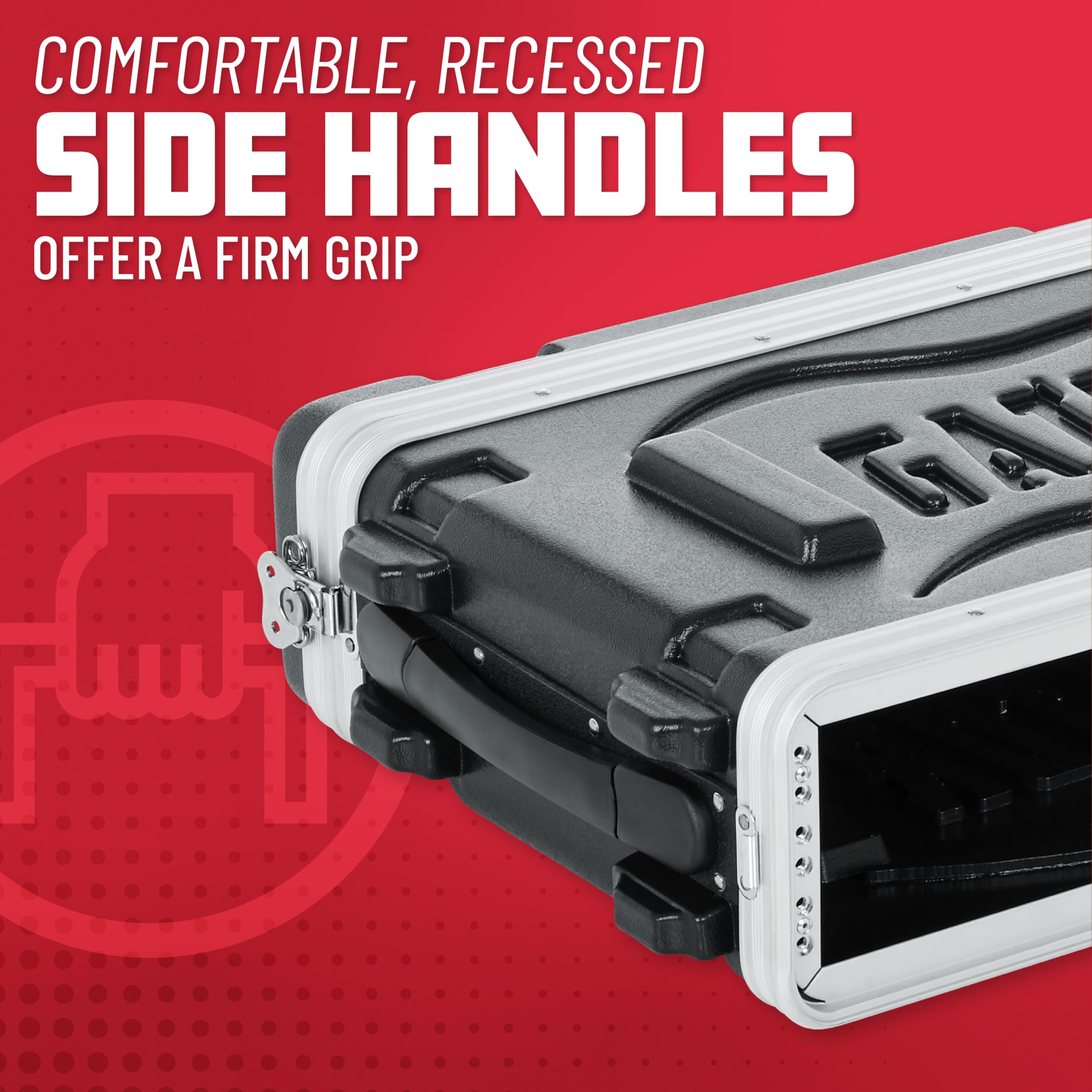 Gator Cases Lightweight Molded 2U Rack Case with Heavy Duty Latches; Shallow 14.25′ depth (GR-2S)
