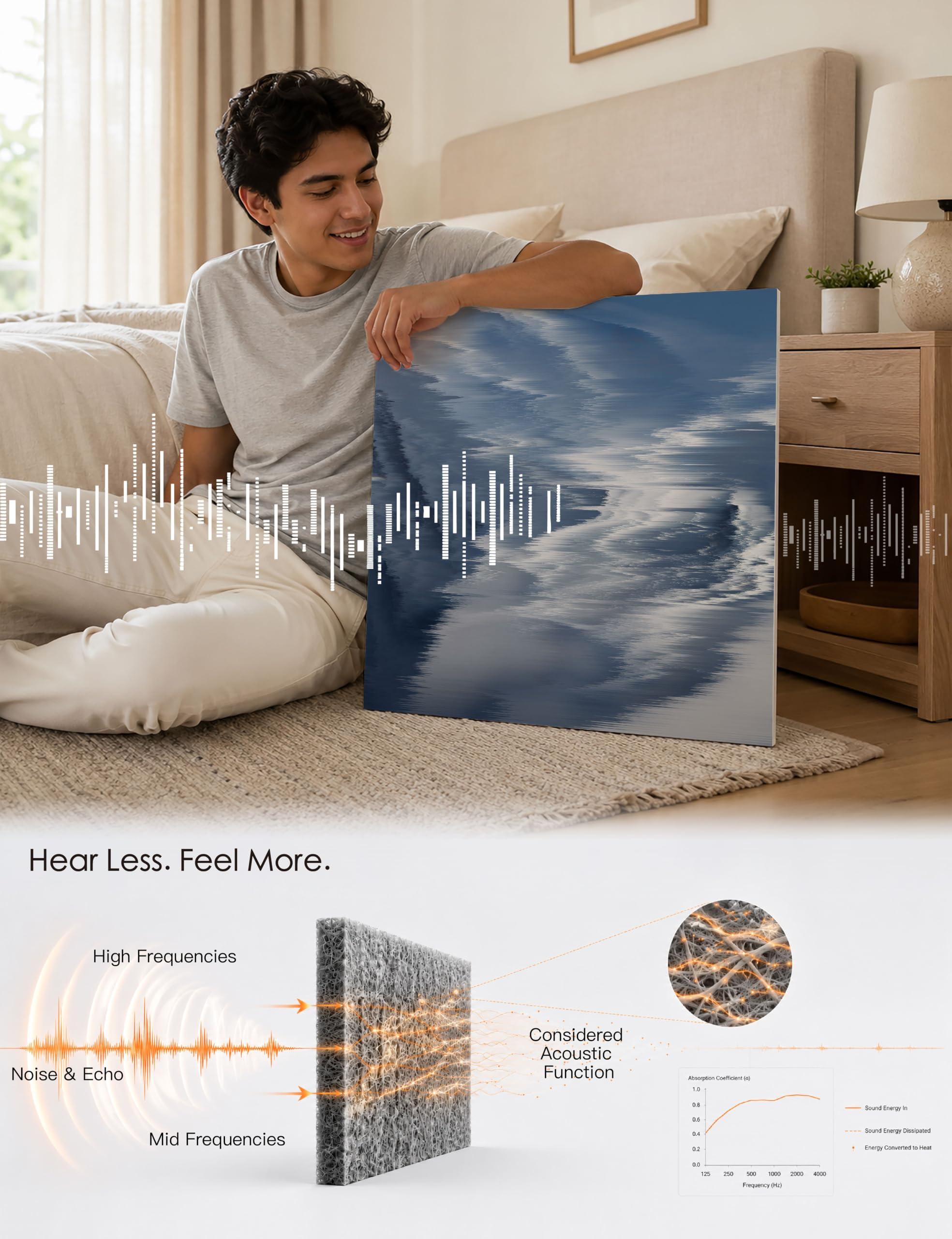 Acoustic Panels for Walls, Art Panels, Sound Absorbing, 23.62 x 23.62 In