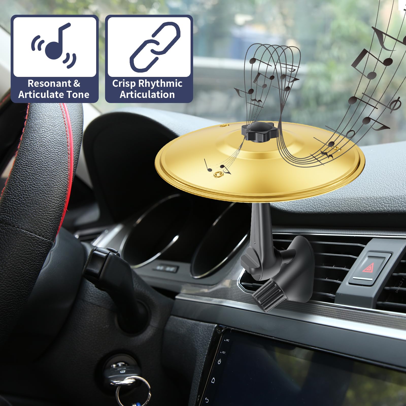 Easter Gifts, Car Cymbal Air Vent, Mini Car Drum Crash Cymbal for Car Vent, Gift For Drummers And Music Lovers, All Vehicle Types, Rose Gold