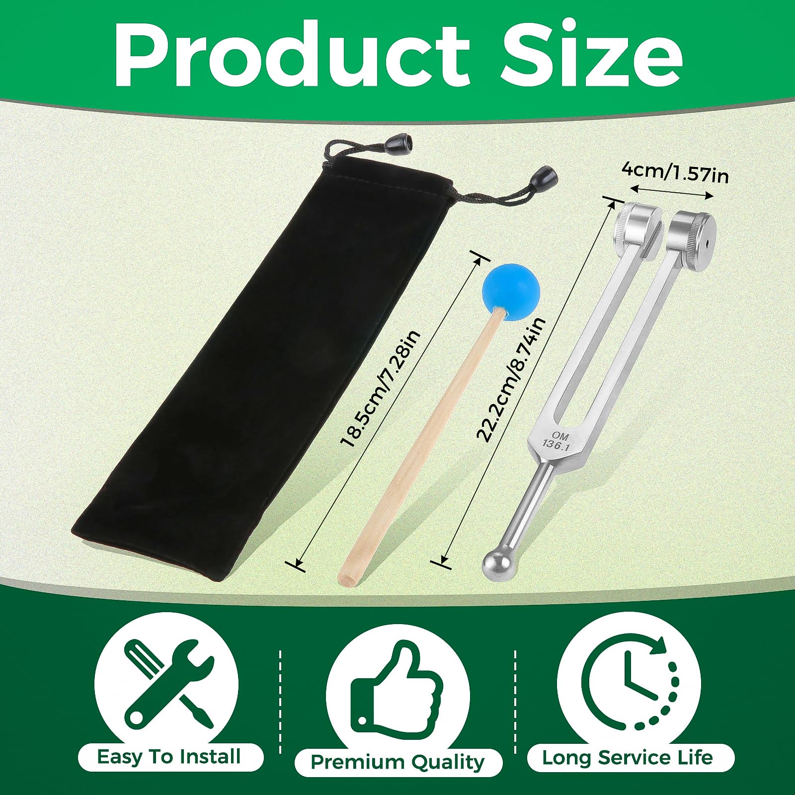 OM 136.1Hz Solfeggio Tuning Fork with Silicone Hammer Bag for Sound