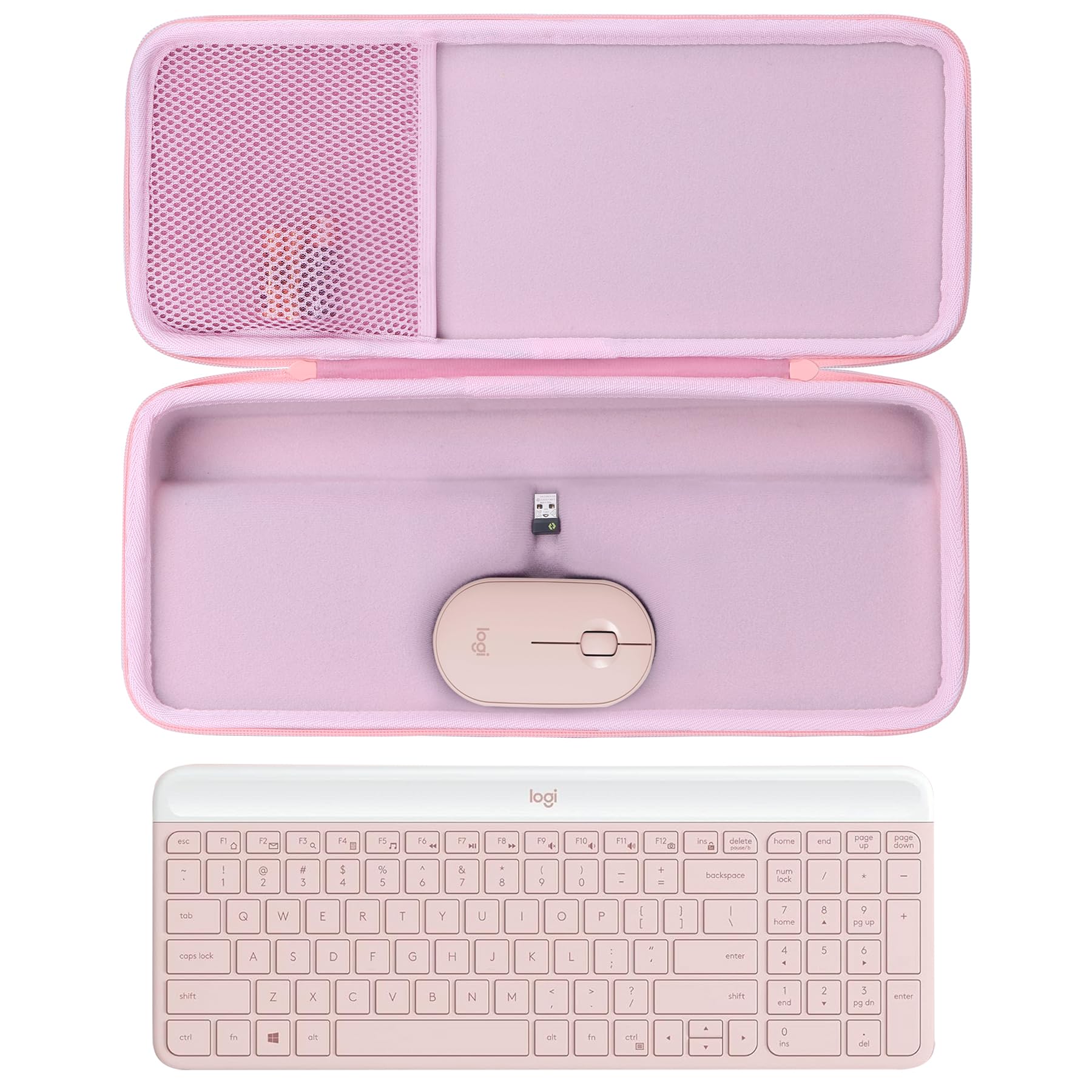 Lebakort Hard Case Compatible with Logitech MK470 Slim Keyboard and Mouse Combo (Rose Case Only)