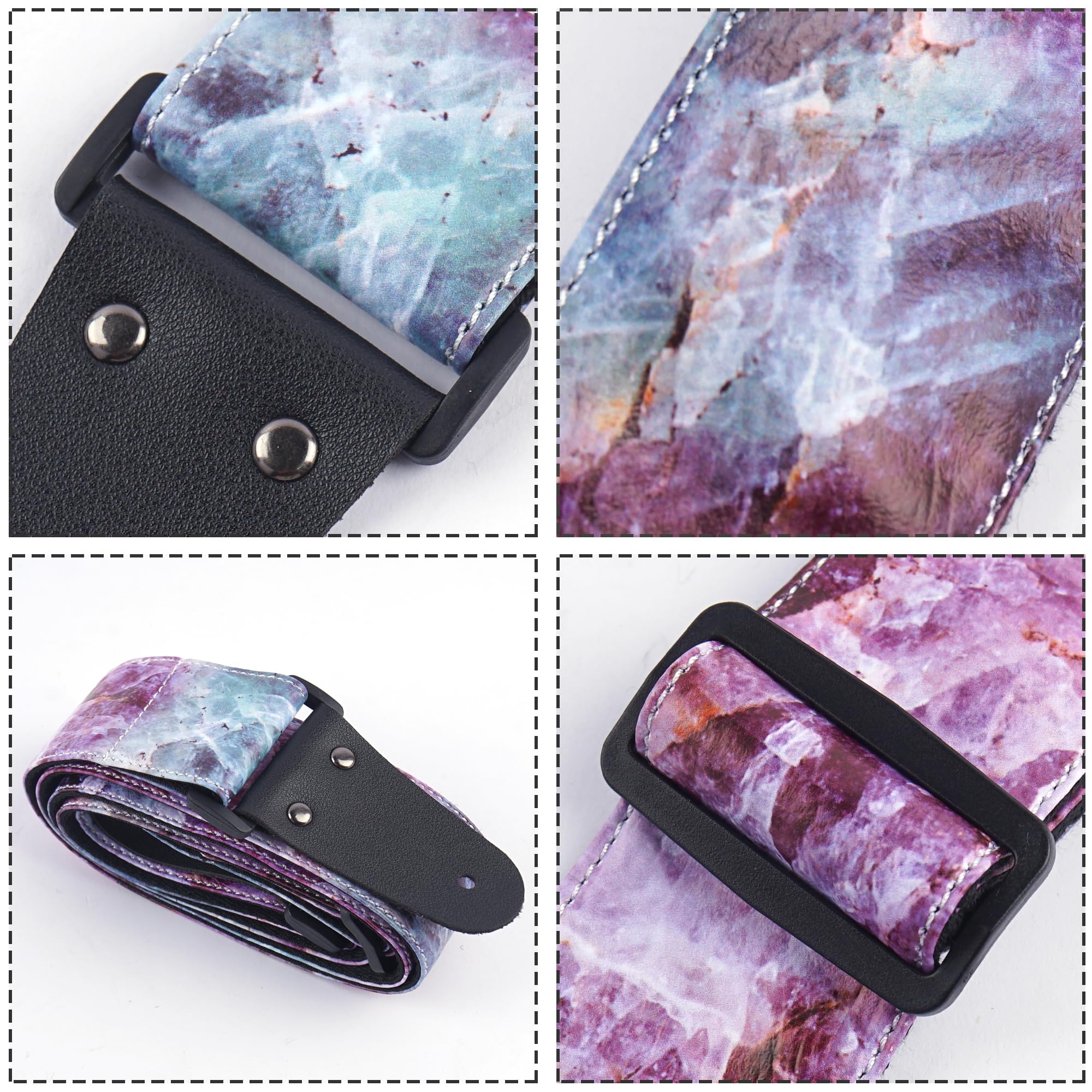 LIZIMANDU Adjustable Guitar Strap Includes 2 Strap Locks & 2 Matching Picks & 1 Picks Holder & 1 leather Strap Button(1-Printed Crystal)