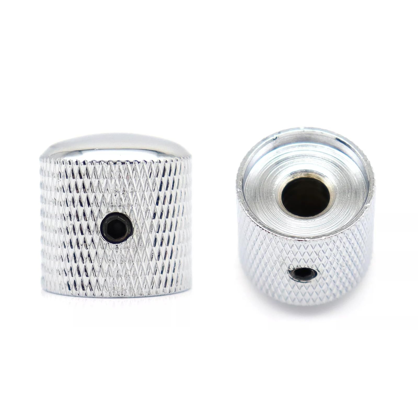 XIYANGJUAN 2Pcs Metal Electric Bass Guitar Knobs Chrome Volume Tone Speed Control Silver Knob for Fender Telecaster Ibanez Bass Guitar Accessories (Silver)