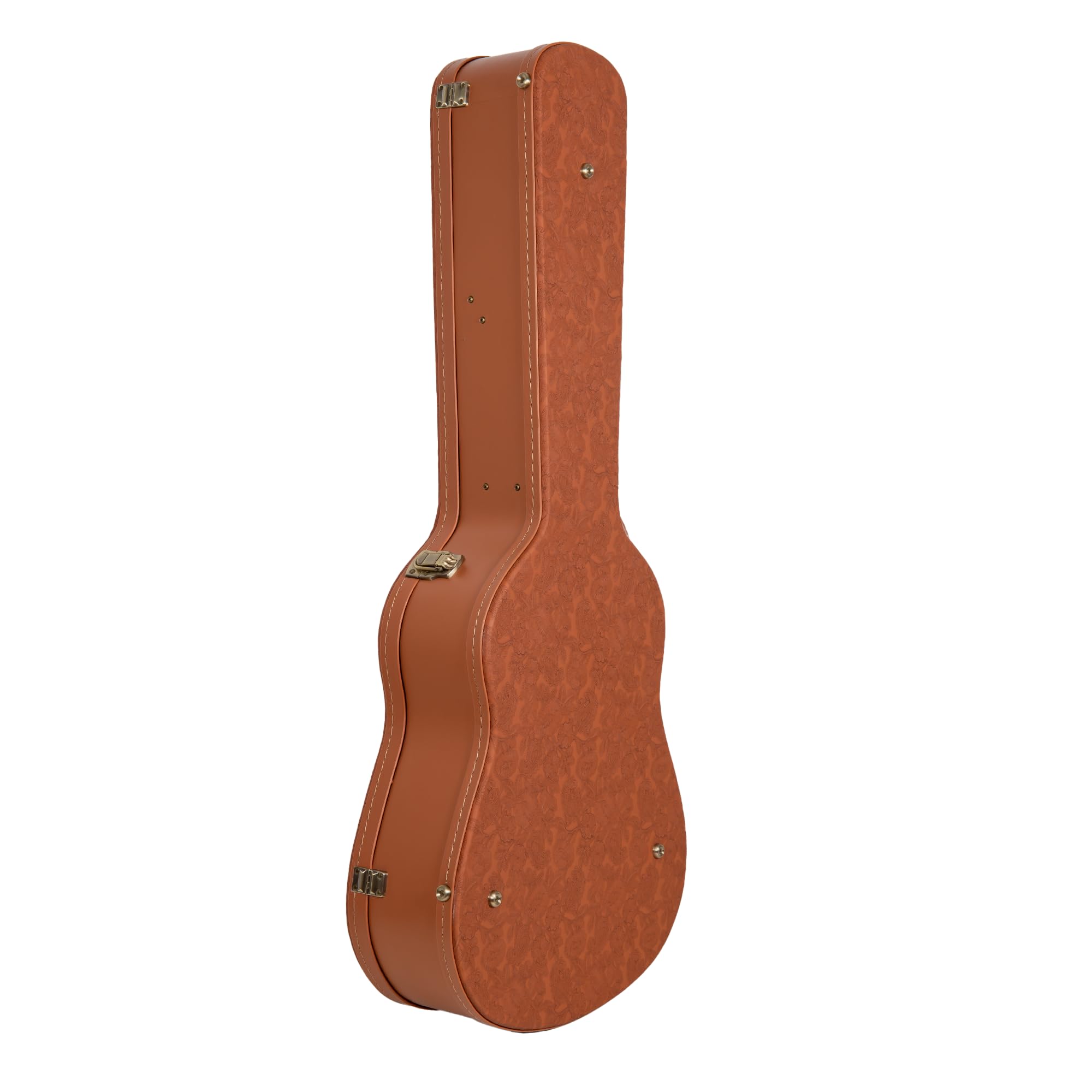 Crossrock Relief Series Dreadnought Guitar Case for Gibson J-45 / Martin D-Style | Carved Red Wood Finish, Ivory Plush Interior, Lock – Premium Wooden Hardshell