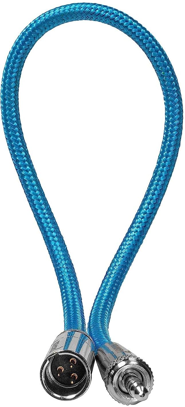 KONDOR BLUE | 12 Inch Mini XLR (TA3) 3-Pin to 3.5mm TRS Locking Adapter Cable | for Compatible Lavalier Mics & Wireless Receivers, Nylon Braided, Reinforced Connectors | Blue