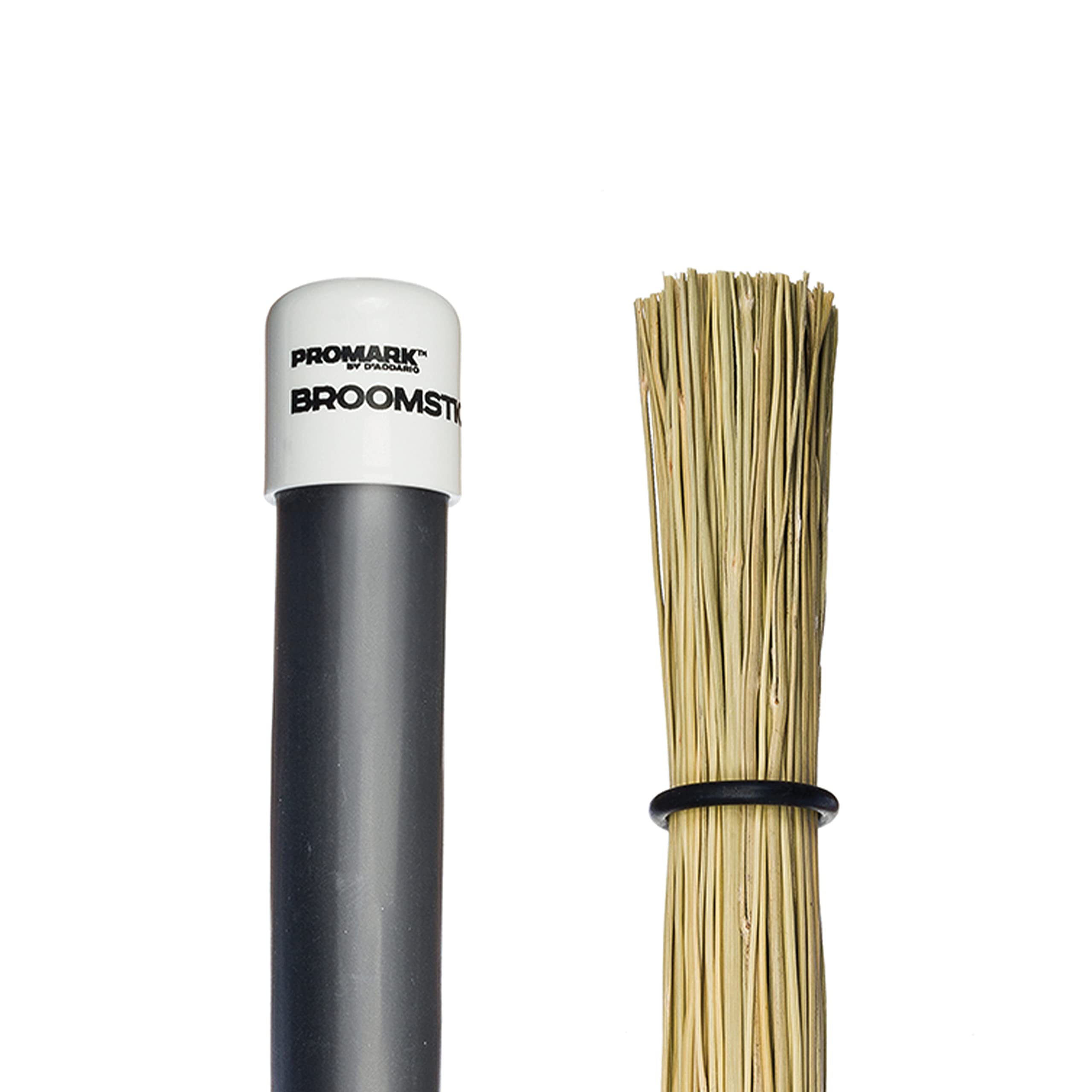 ProMark Broomsticks – Hybrid of Drum Brushes and ProMark Rods – Adjustable O-Rings for Control of Bristle Spread – Handmade from Real Broomcorn – Medium – 1 Pair