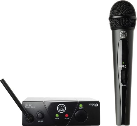 AKG Pro Audio WMS40MINI Vocal Set Band US25D Wireless Microphone System, with SR40 Receiver and PT40 Mini Pocket Transmitter. Black. US25D 540.400 MHz
