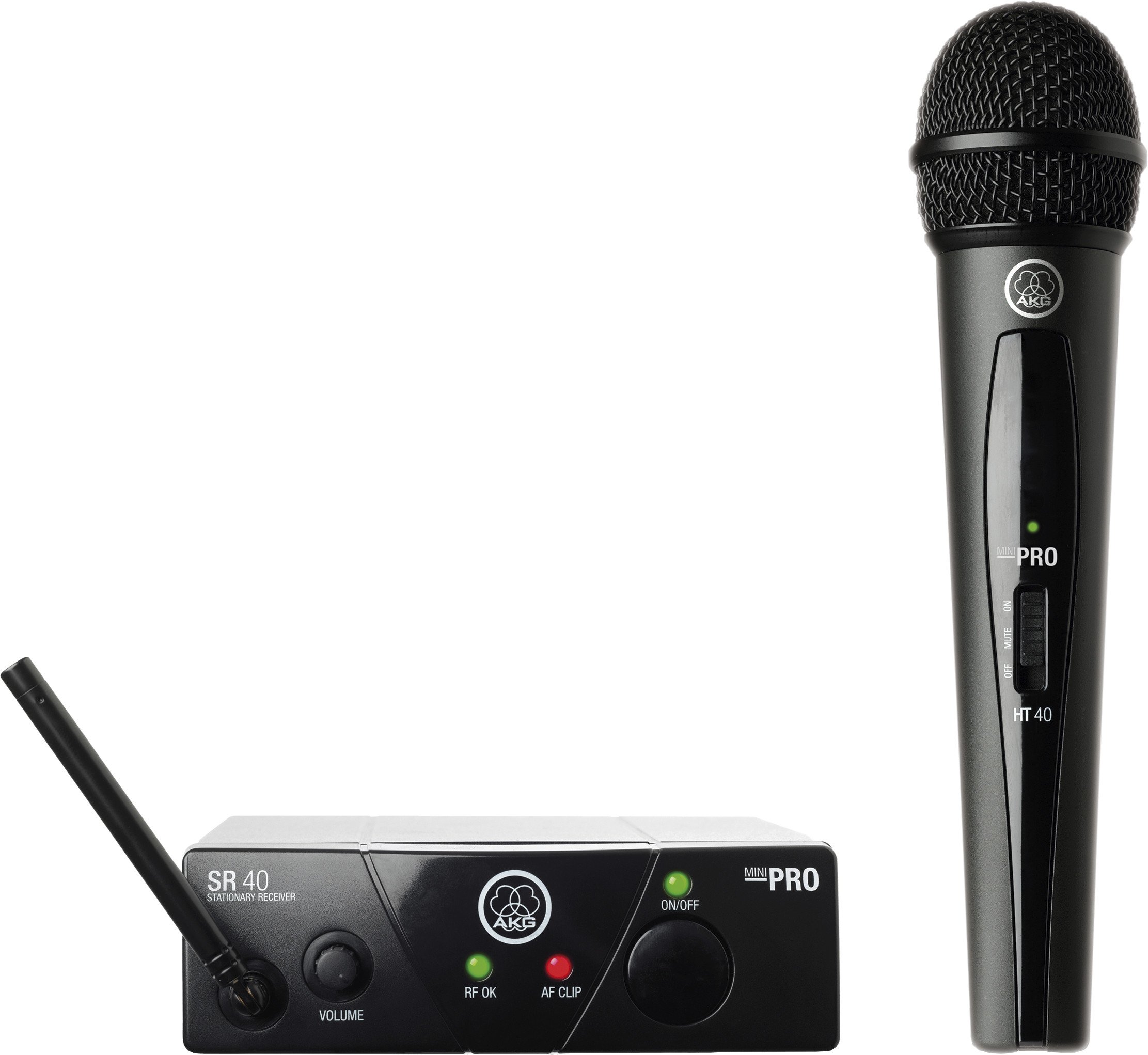 AKG Pro Audio WMS40MINI Vocal Set Band US25D Wireless Microphone System, with SR40 Receiver and PT40 Mini Pocket Transmitter. Black. US25D 540.400 MHz