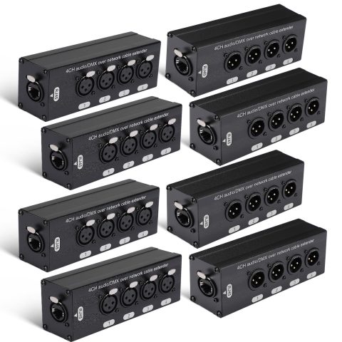 Copkim 8 Pack 4 Channel 3 Pin Multi Network XLR Cable Breakout 3 Pin XLR Male and Female Over RJ45 Ethercon Cable Multi Extender for Stage Lighting and Home Recording Studio Compatible