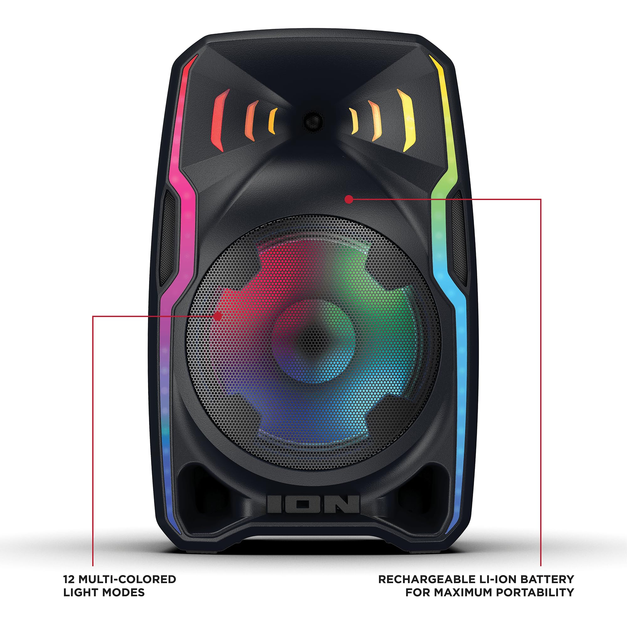 ION Audio Total PA APEX Battery-Powered Wireless High-Power PA System with Wireless Microphone, Bluetooth, Integrated Mixer and Party Lights (Renewed)