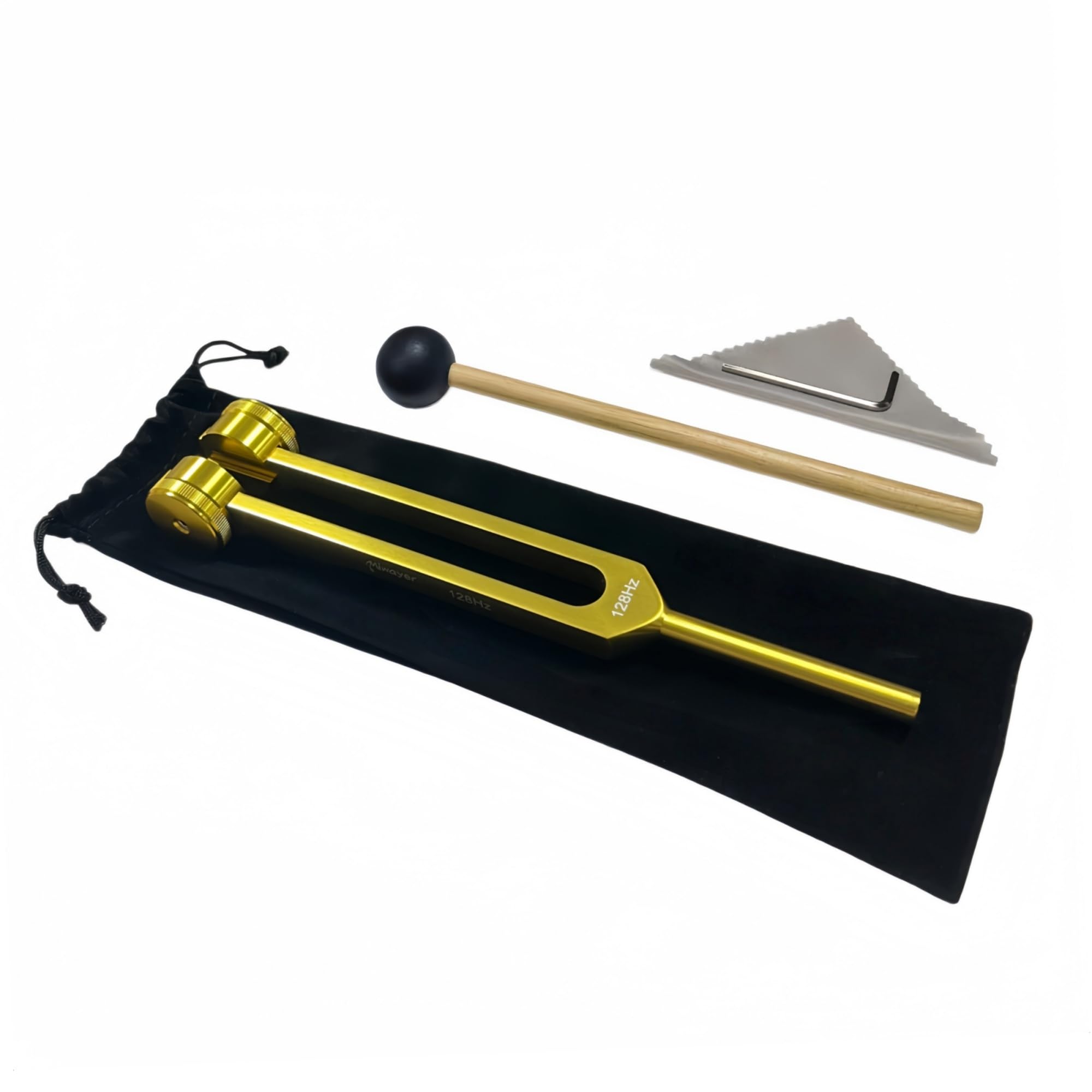 Miwayer Professional 128Hz Tuning Forks Golden (Otto Style) for Healing, Medical, and Music – Multi-Frequency Tuning Fork Kit for Sound Therapy, Meditation, Chakra Balancing