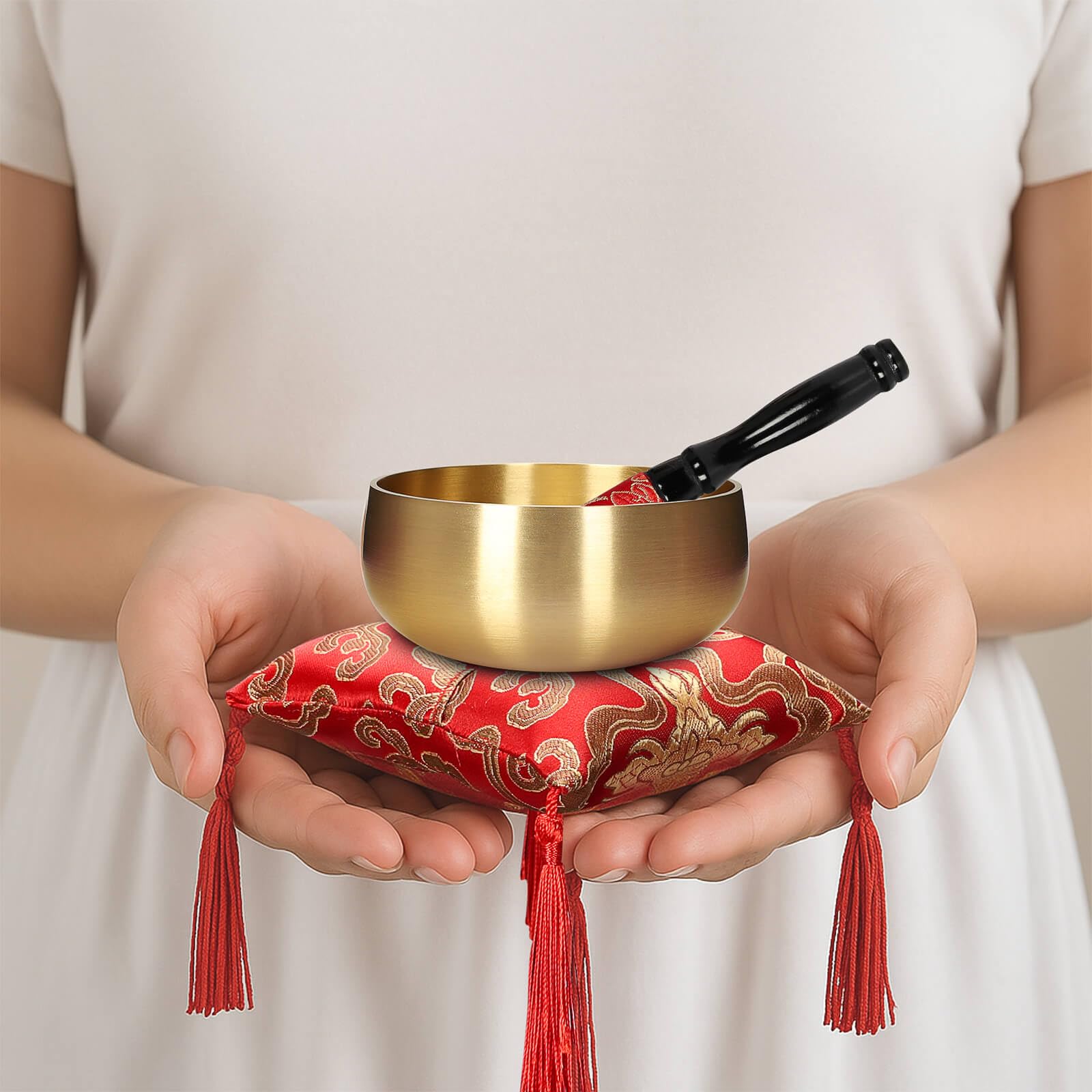 Tibetan Singing Bowl, 4-Inch Sound Bowl Meditation Set